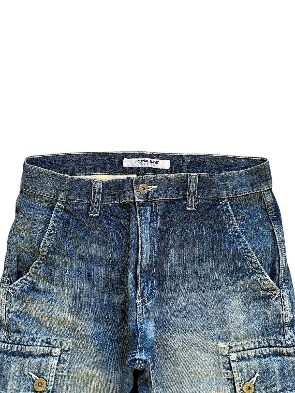 Japanese Brand × Jun Takahashi × Uniqlo Vintage Uniqlo Mud Wash Distress Rip Cargo Baggy Jean Shorts Size US 32 / EU 48 - 4 Thumbnail