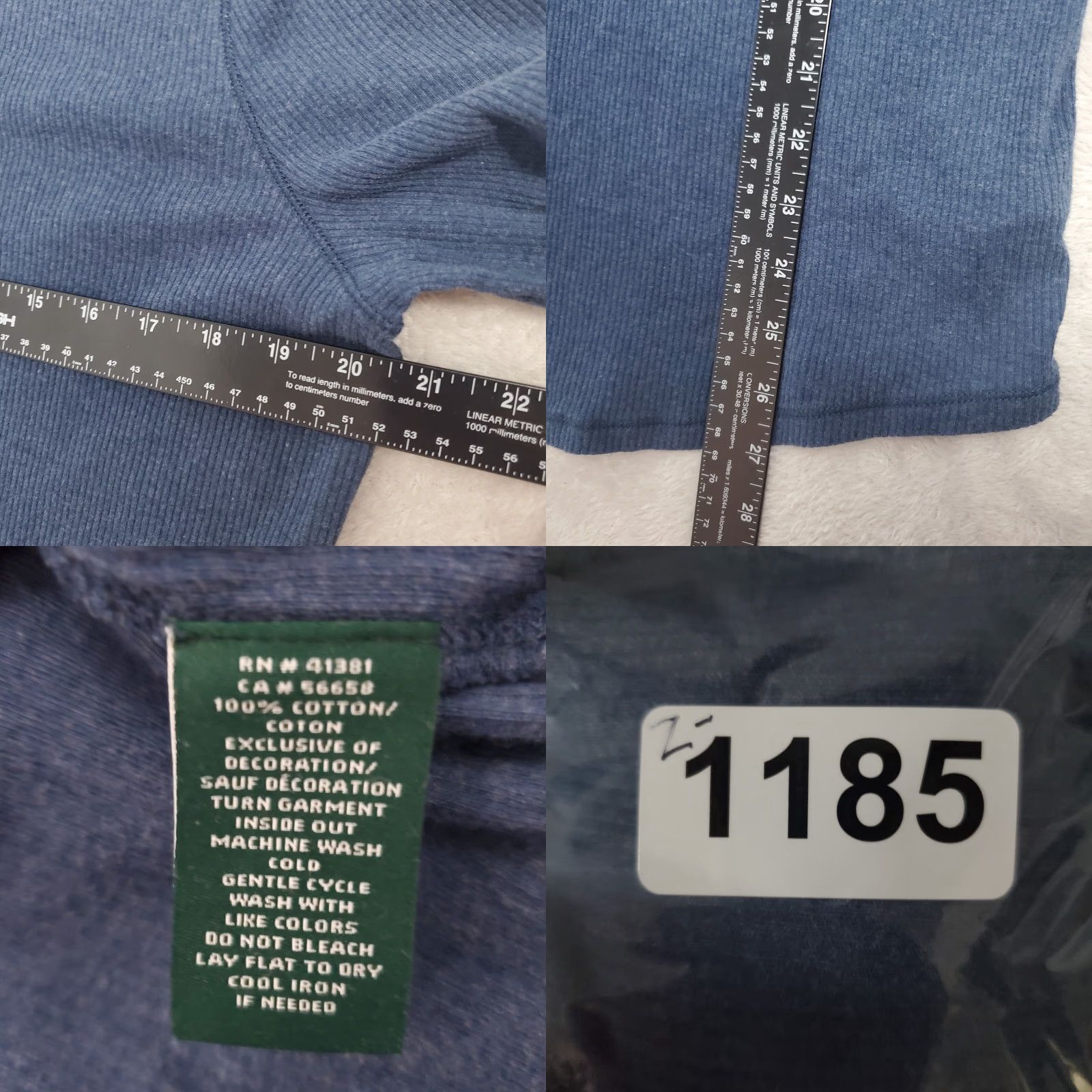 Ralph Lauren VINTAGE Lauren Ralph Lauren Top Women 3X Blue Ribbed Henley Long Sleeve Cotton 1/4 Zip Logo Size XXL / US 16-18 / IT 52-54 - 8 Thumbnail