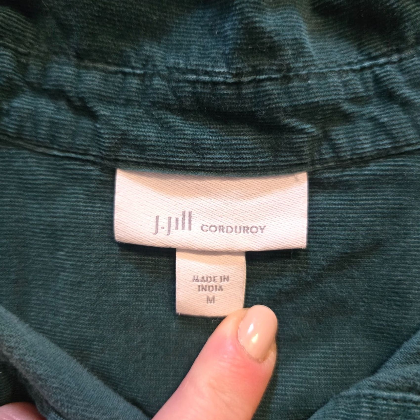 J. Jill J Jill Top Womens Corduroy Button Pocket Long Sleeve Green Medium Shirt Boys? Size M / US 6-8 / IT 42-44 - 4 Thumbnail