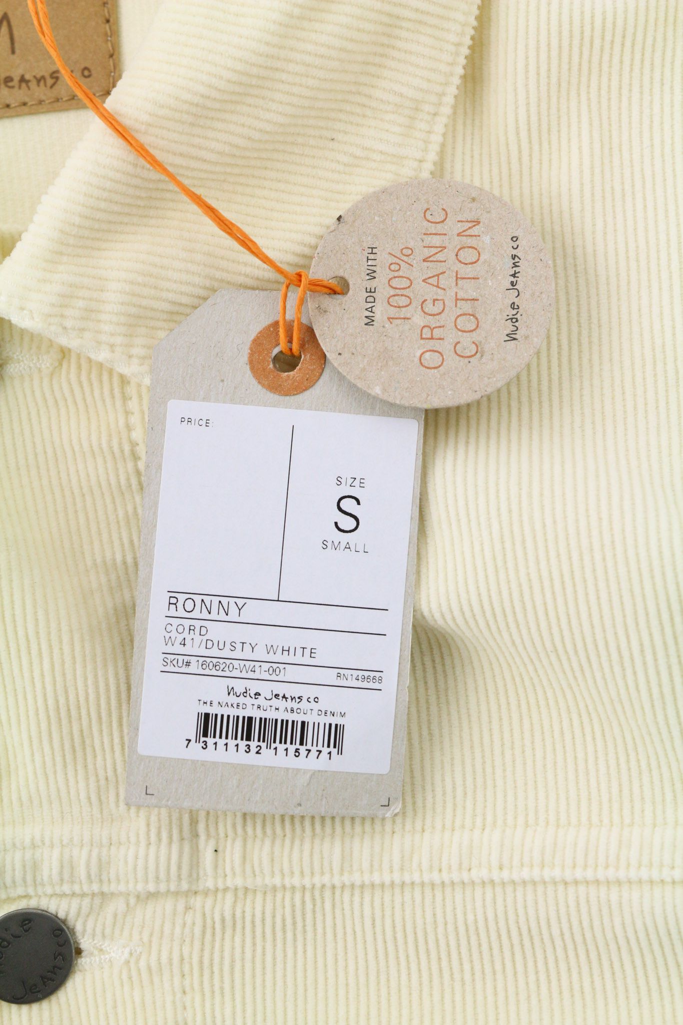 Nudie Jeans RONNY S Dusty White Cotton Corduroy Logo Jacket 81020 Size US S / EU 44-46 / 1 - 6 Thumbnail