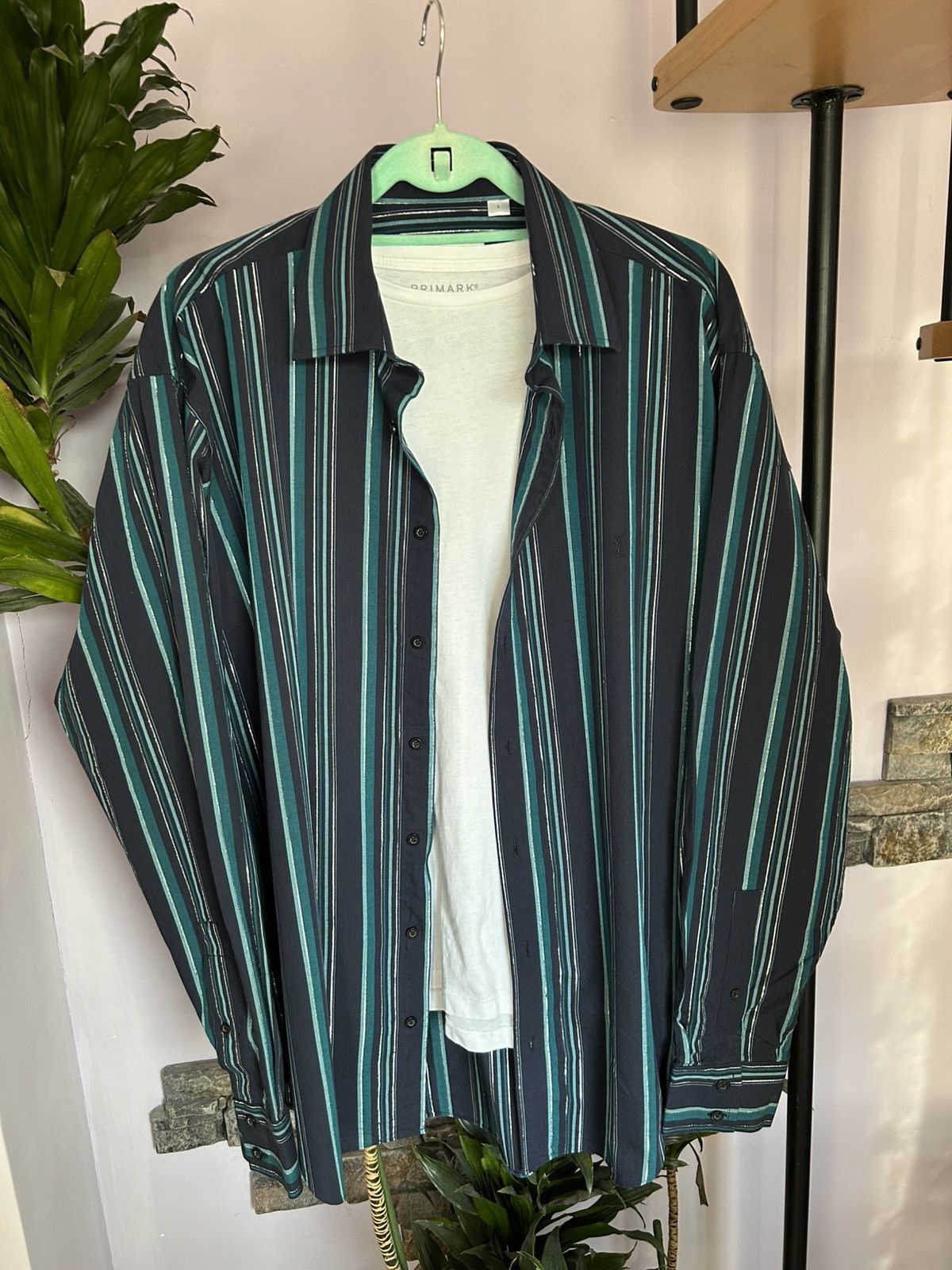 Saint Laurent Paris Vintage Yves Saint Laurent Striped Shirt Size US L / EU 52-54 / 3 - 1 Thumbnail