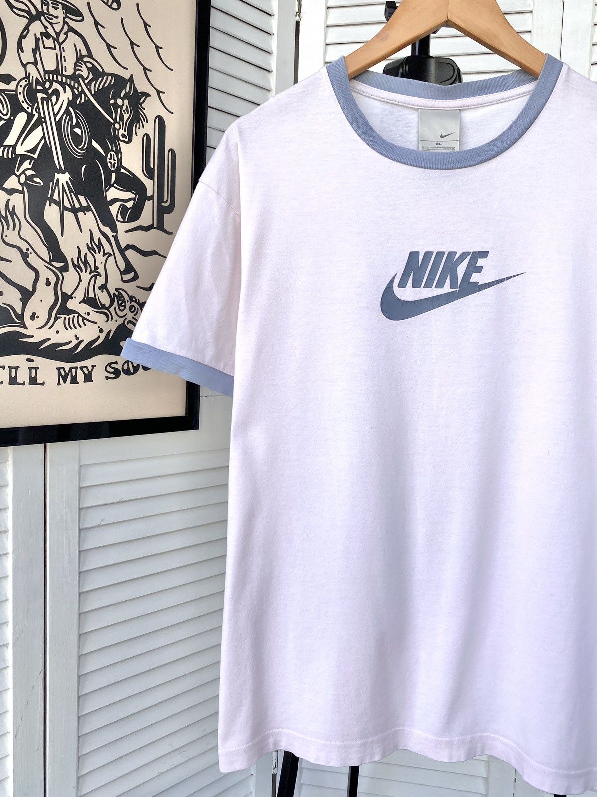 Nike × Vintage Nike Vintage Center Swoosh Logo Retro Style Tee Shirt Size US XL / EU 56 / 4 - 4 Thumbnail