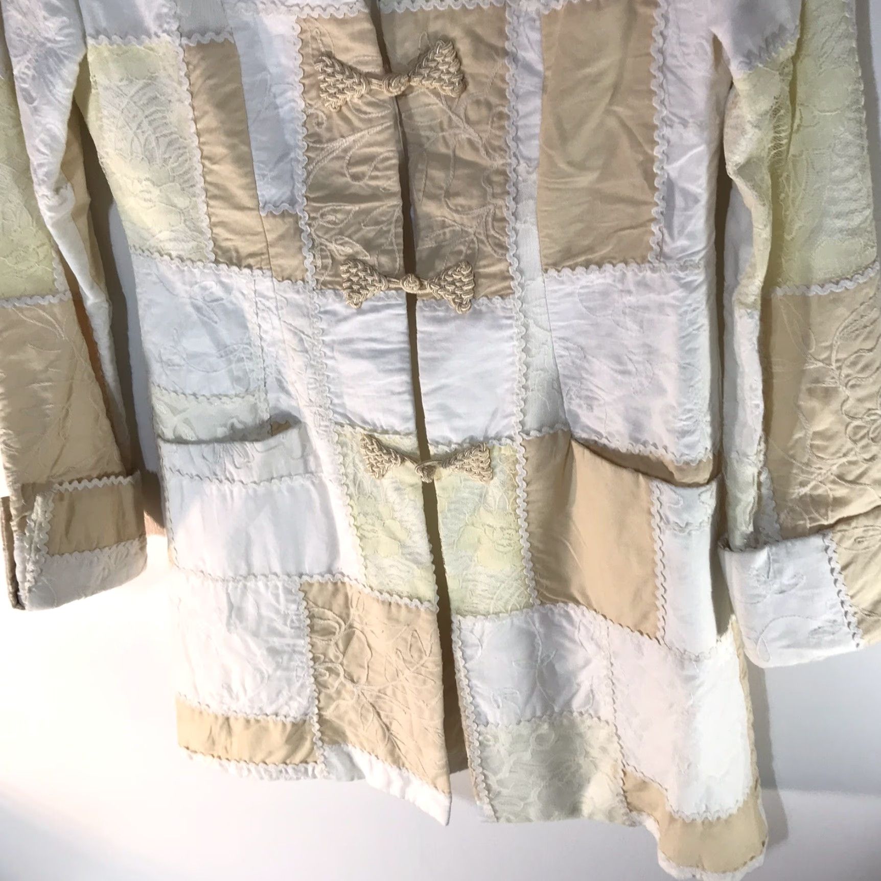 Vintage VINTAGE Boho Chic Long Jacket Women Size 6 Silk Patchwork Bohemian 90s City Fall Winter Size M / US 6-8 / IT 42-44 - 6 Thumbnail