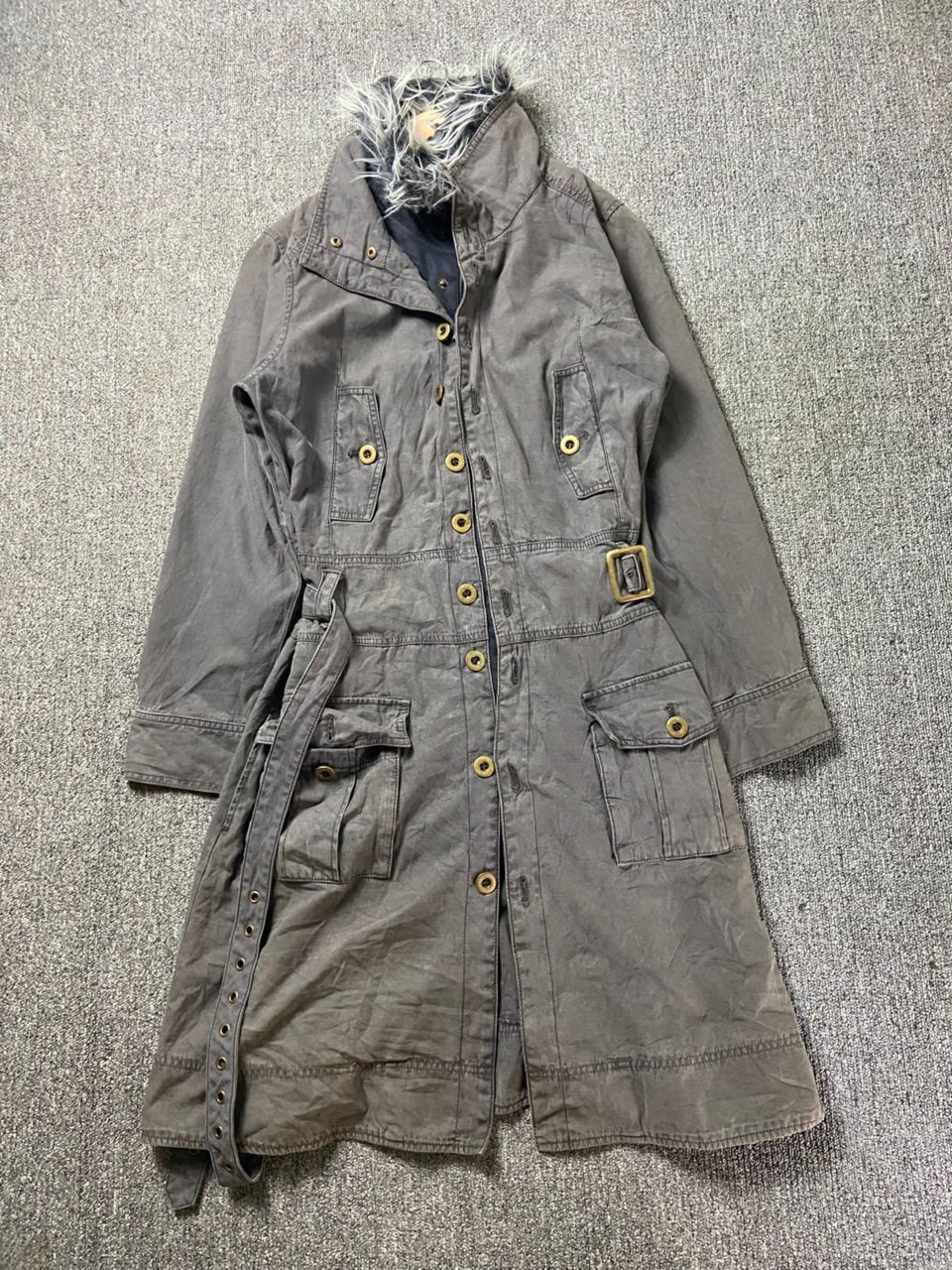 Japanese Brand ALGONQUIN Military Style Trench Jacket with Fur (203) Size XS / US 0-2 / IT 36-38 - 1 Thumbnail