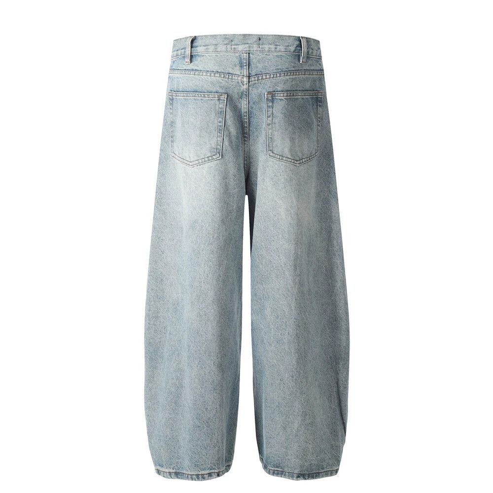Jean Men's American retro loose casual washed scimitar jeans Size US 32 / EU 48 - 3 Thumbnail