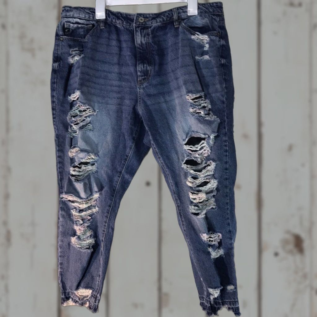 Vintage KAN CAN Distressed Crop Jeans Ankle Women Plus Size 16W Blue Denim Size 38" / US 16 / IT 52 - 1 Thumbnail