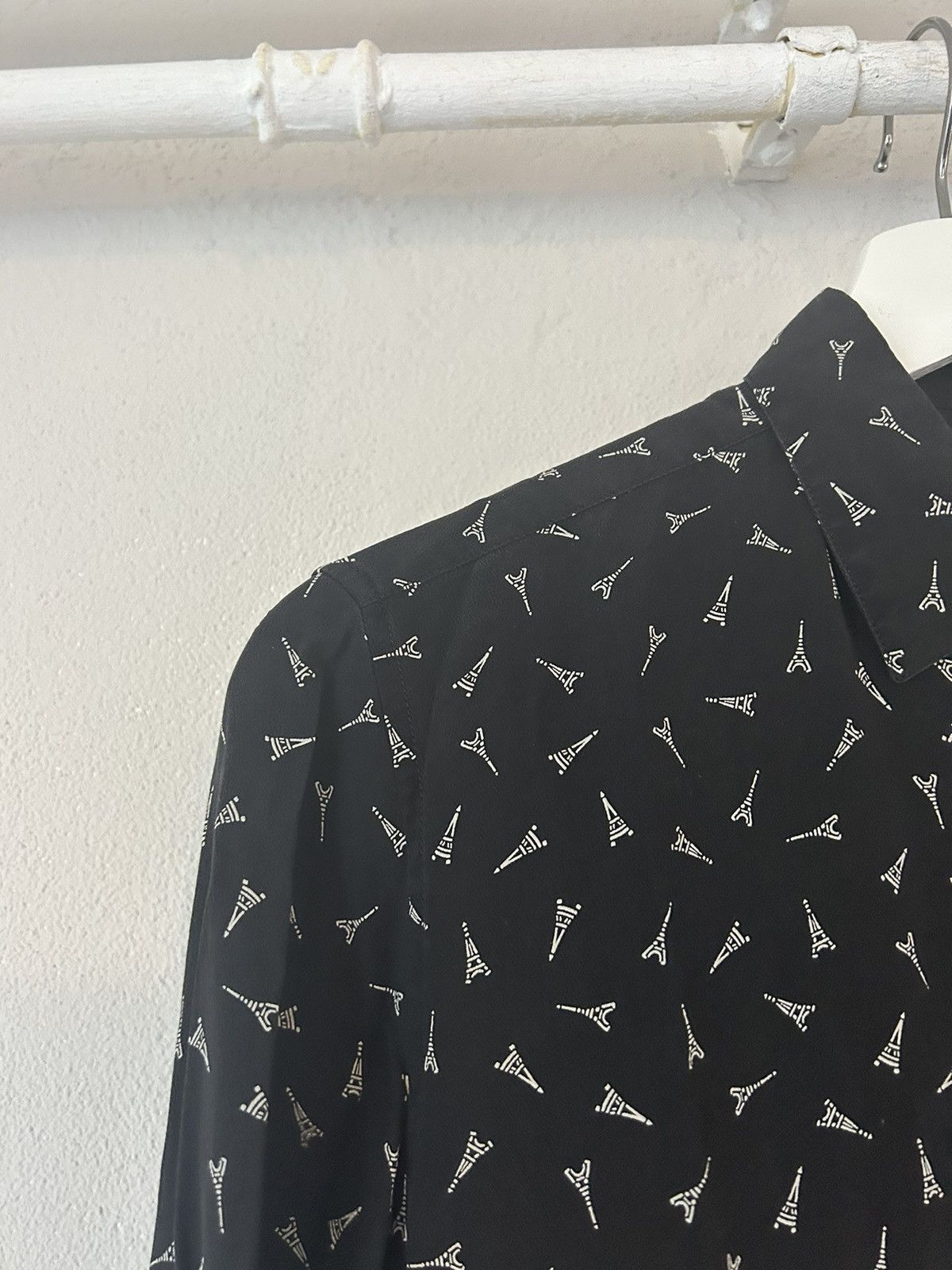 Saint Laurent Paris Eiffel Tower Print Silk Button-Up Shirt Size US S / EU 44-46 / 1 - 3 Thumbnail