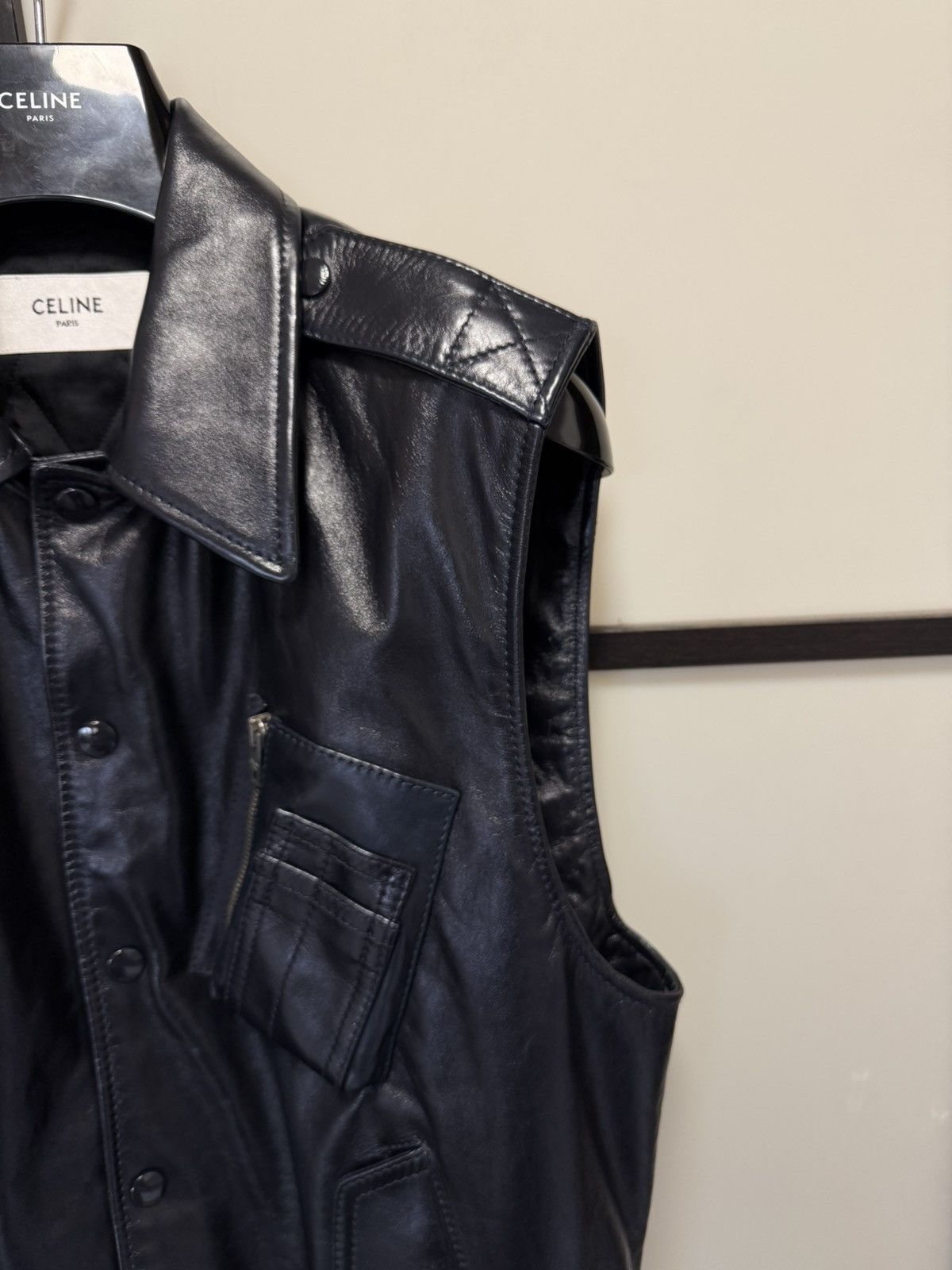 Celine × Hedi Slimane UNRELEASED - SS20 Calf Leather Vest Size US S / EU 44-46 / 1 - 4 Thumbnail