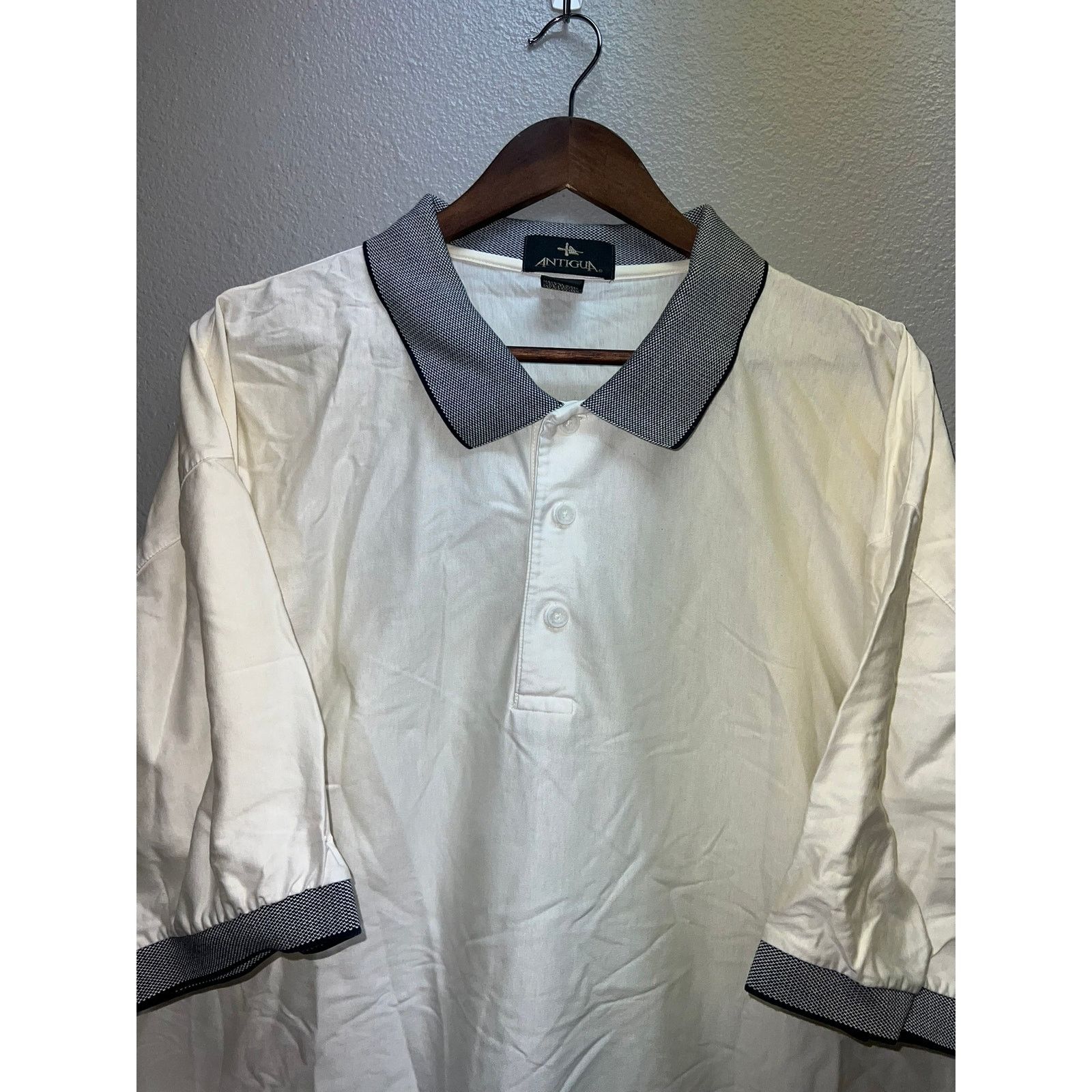 Antigua Vintage Antigua Polo Shirt White Checkered Sleeves Top 2XL Size US XXL / EU 58 / 5 - 2 Thumbnail