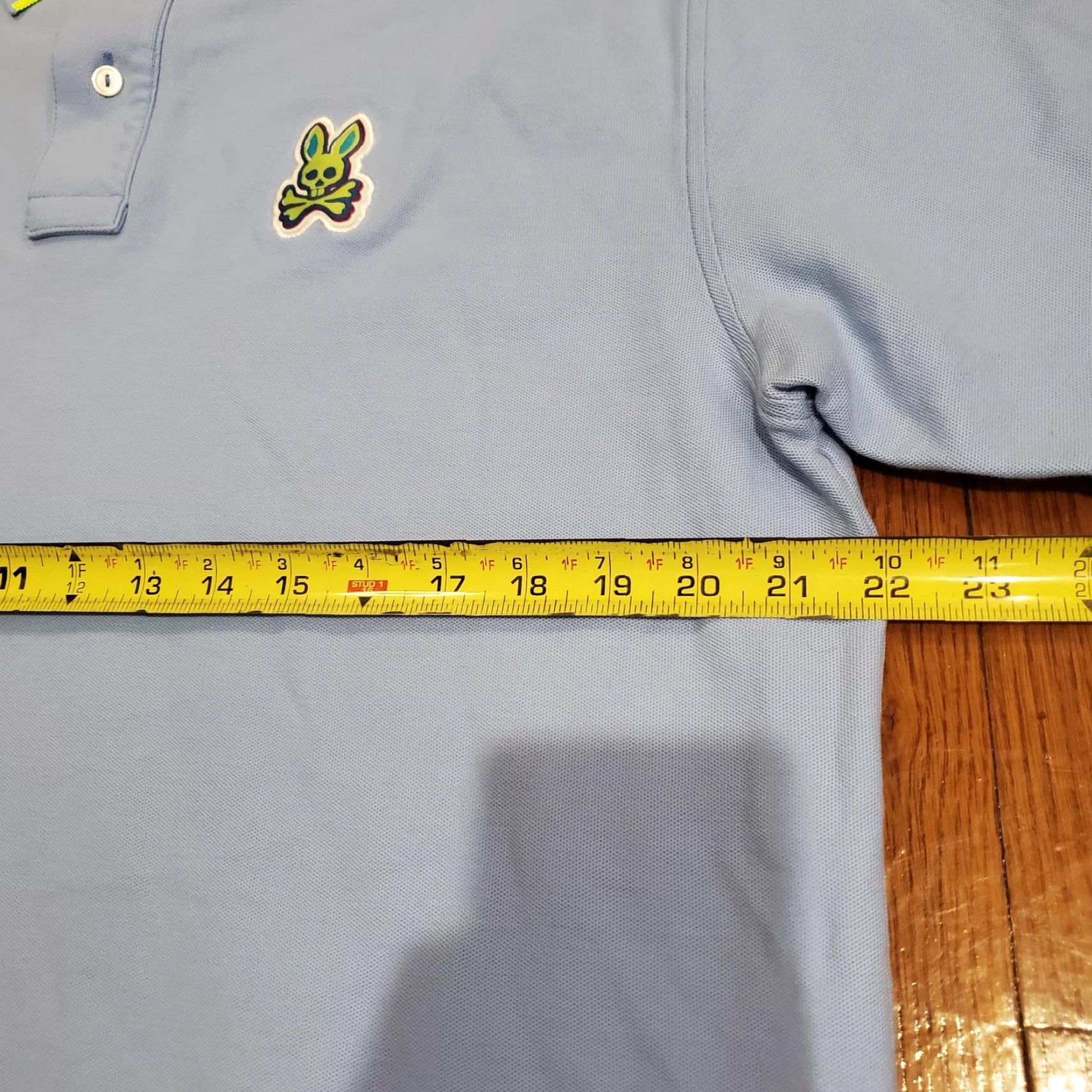 Psycho Bunny Psycho Bunny Polo Shirt Mens Large Light Blue Tipped Collar Pique Skull Logo Size US XXL / EU 58 / 5 - 4 Thumbnail