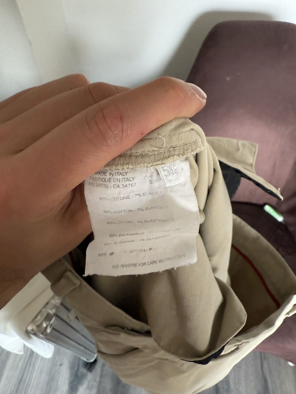 Prada Prada Linea Rossa Beige Tech Cotton Pants with Red Tab Size US 40 / EU 56 - 16 Thumbnail