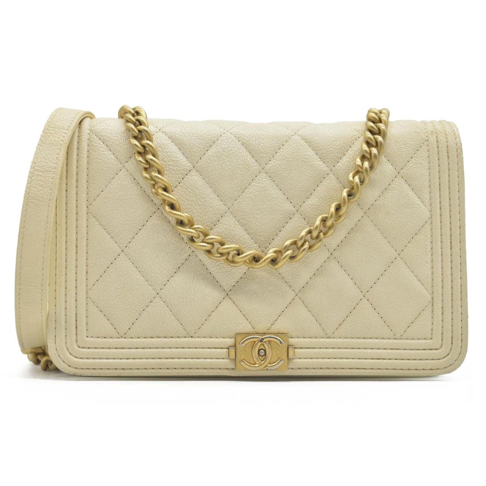 Chanel $3425 Chanel Caviar Quilted Boy Wallet On Chain WOC White Size ONE SIZE - 1 Thumbnail