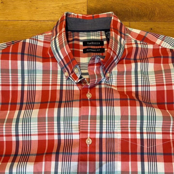 Van Heusen VAN HEUSEN MEN'S SHORT SLEEVE SHIRT, SUMMER CHECK, Size L Size US L / EU 52-54 / 3 - 3 Thumbnail