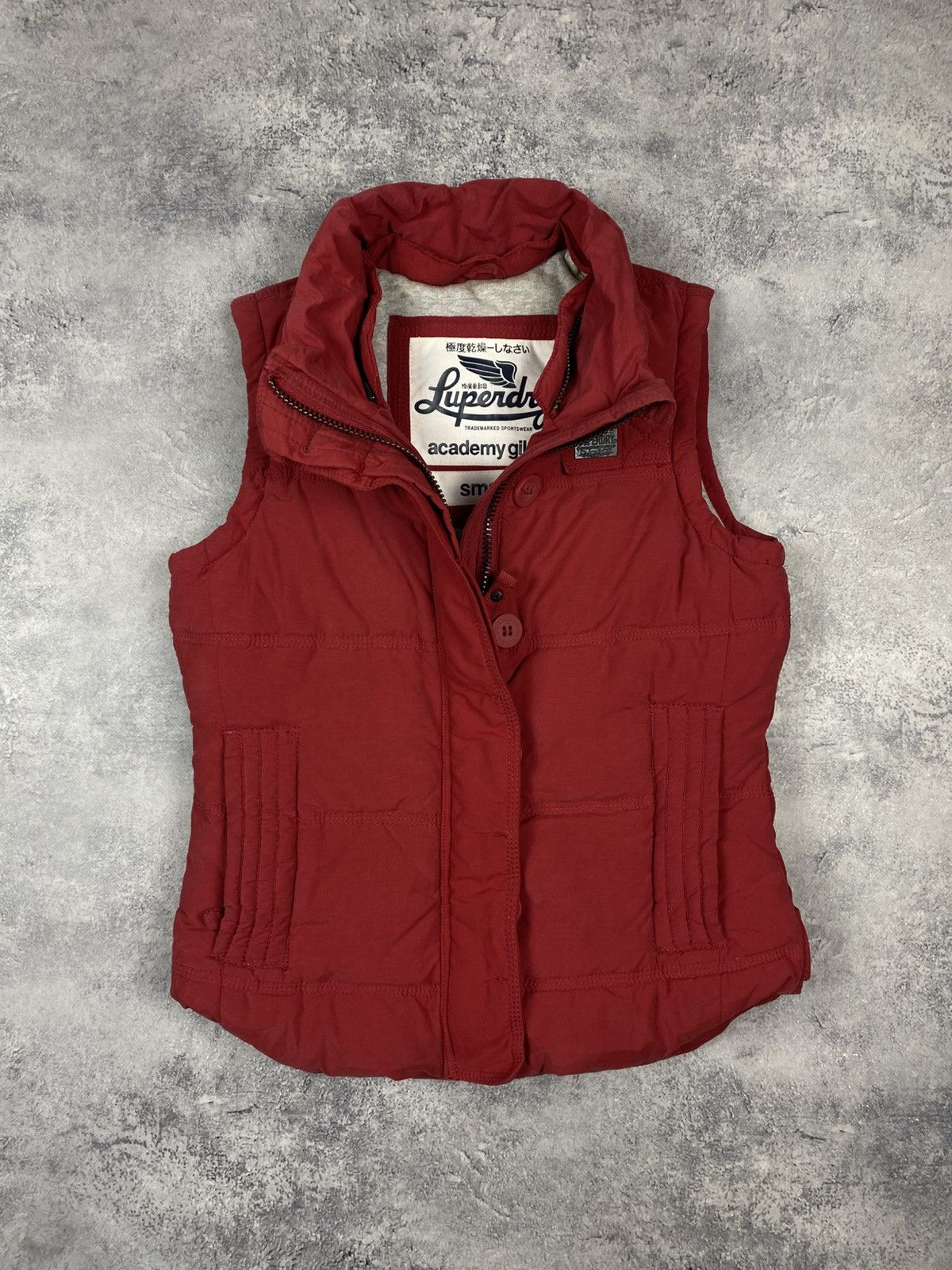 Superdry Superdry Academy Vest Red Cotton Blend Feather Down Gilet Size S / US 4 / IT 40 - 2 Thumbnail