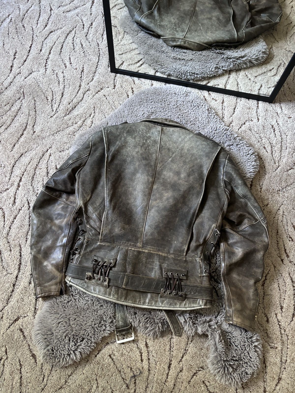Genuine Leather × Vintage IXS Vintage 90s RARE WASHED DISTRESSED LEATHER JACKET Size US M / EU 48-50 / 2 - 4 Thumbnail