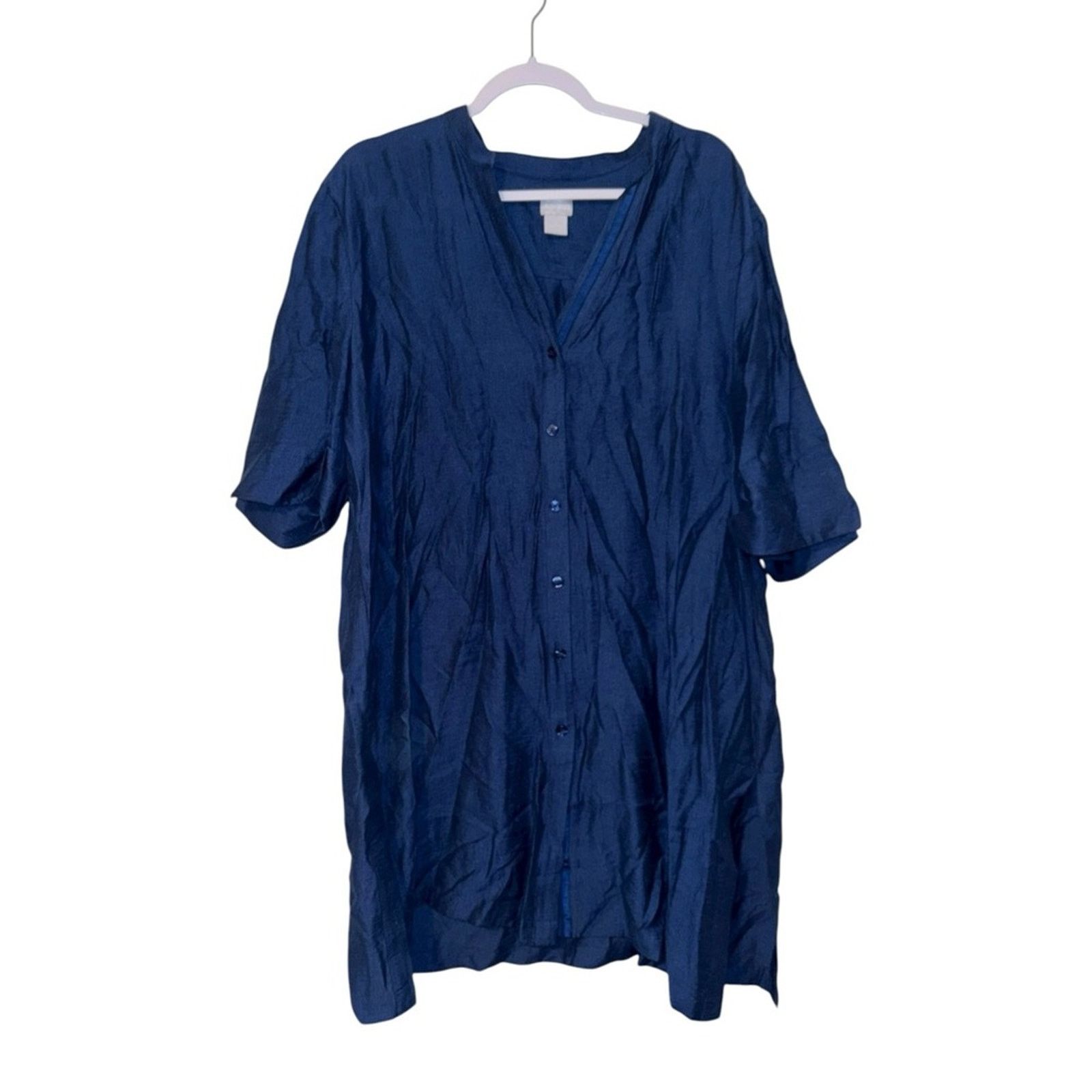 Chicos Chico’s Plus Size Blue Linen Blend Travel Dress Size 3XL / US 20-22 - 1 Thumbnail