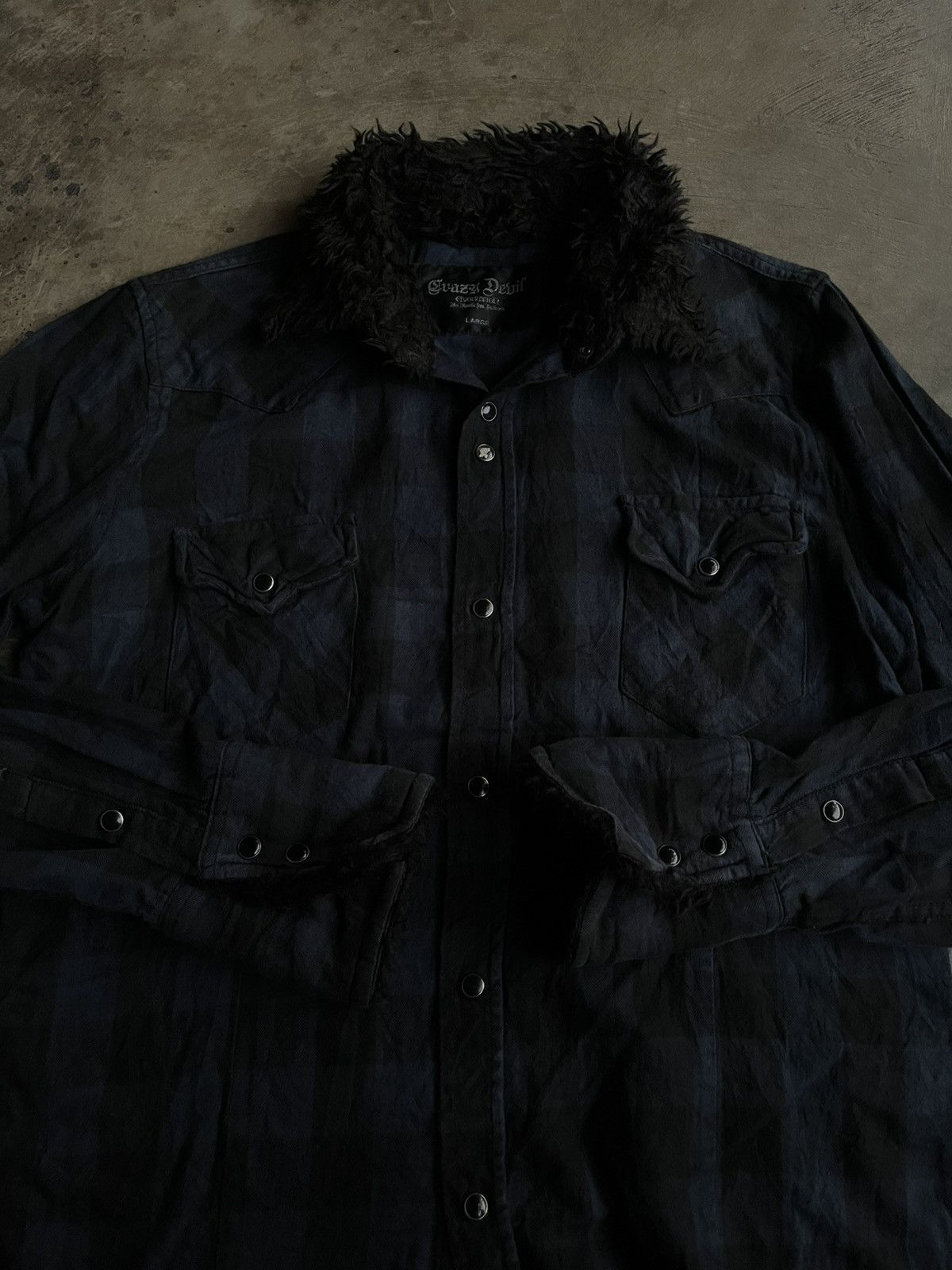 14th Addiction JAPANESE CRAZY DEVIL FUR PLANEL GOTHIC VKEI PUNK SHIRTS Size US L / EU 52-54 / 3 - 3 Thumbnail