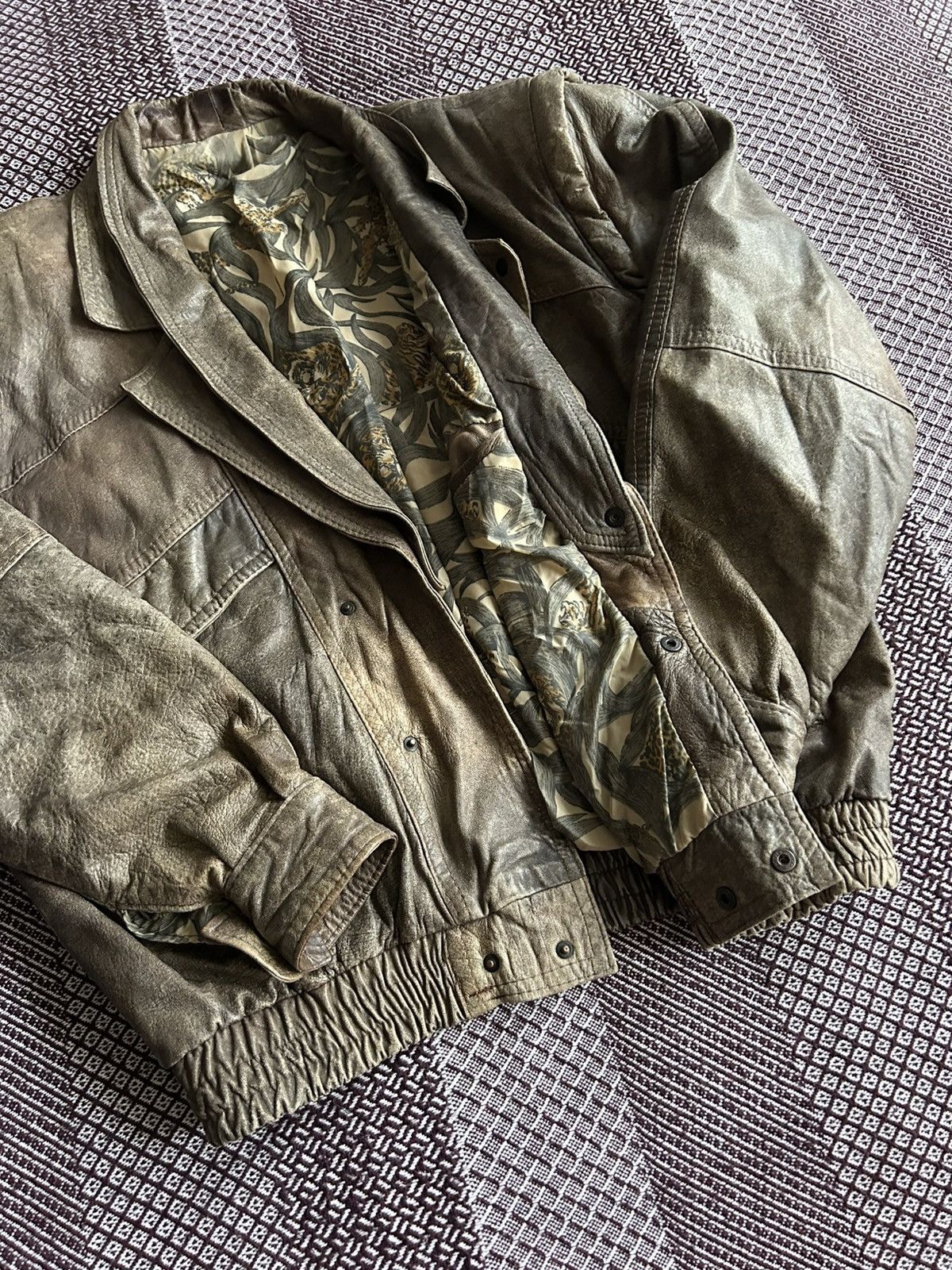 Genuine Leather Vintage Leather Distressed Bomber Jacket Faded VeraPelle Y2K Size US L / EU 52-54 / 3 - 10 Thumbnail