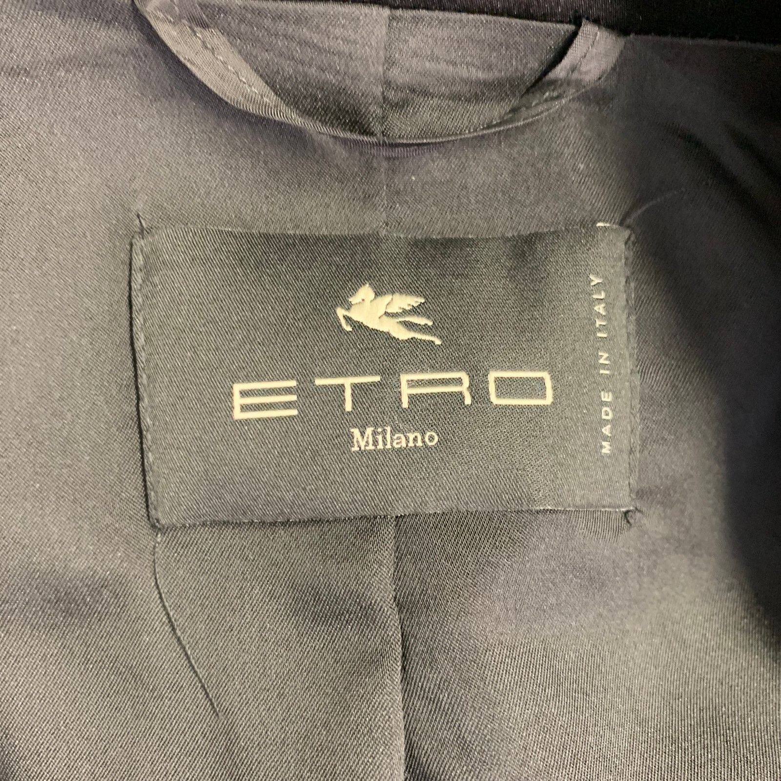 Etro Black Blue Metallic Geometric Peak Lapel Jacket Blazer Size M / US 6-8 / IT 42-44 - 7 Thumbnail