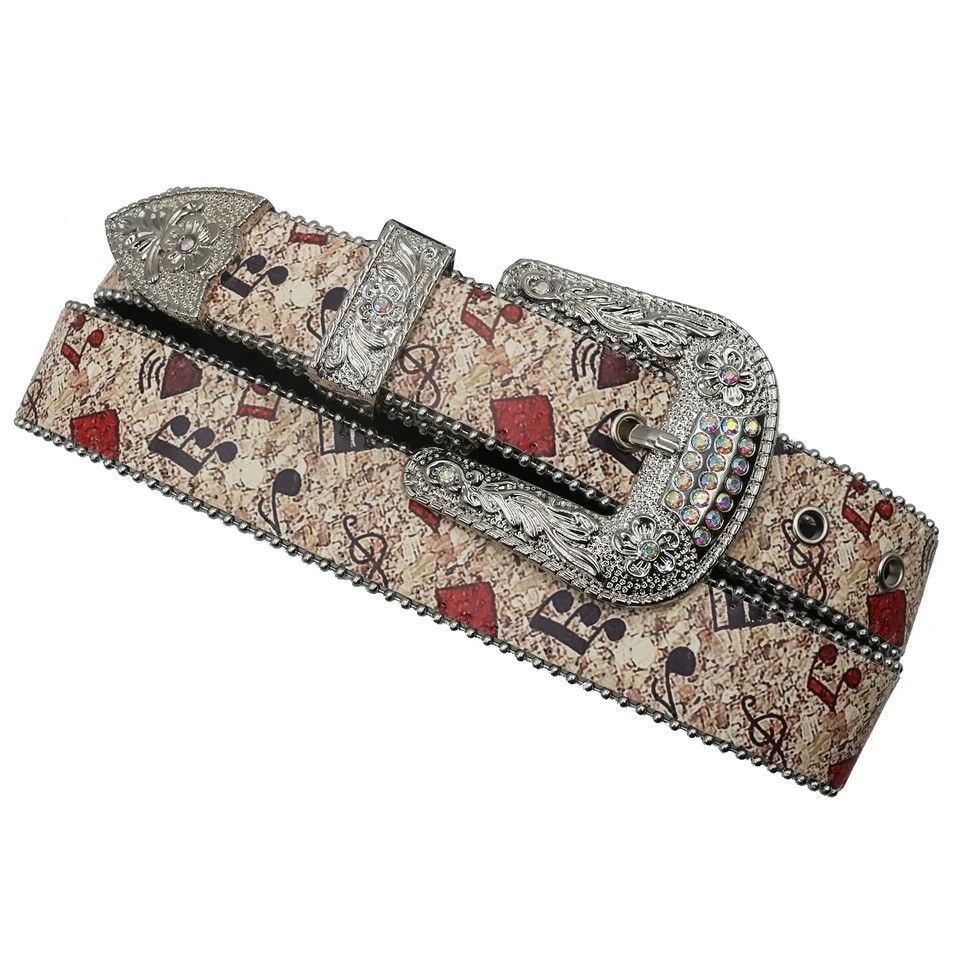 Vintage Note Graffiti surround elegant embellished Punk Bling Belt Size ONE SIZE - 2 Thumbnail