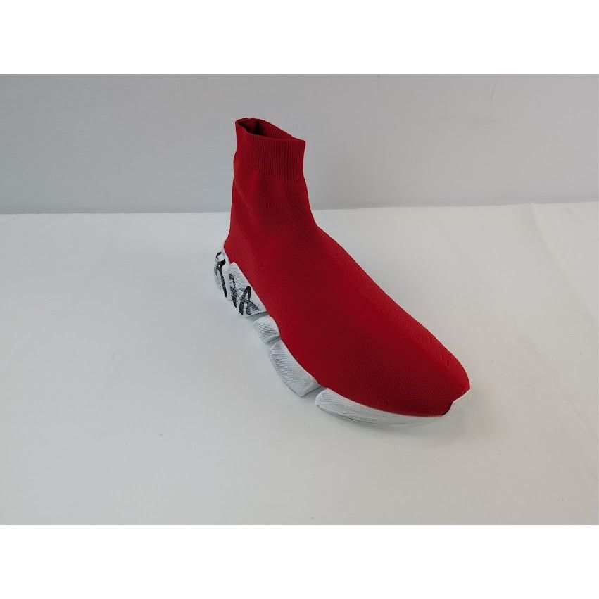 Balenciaga o1rshd1 Q:2 / Speed 2.0 Graffiti Recycled Knit Sneaker Red Size US 11 / EU 44 - 3 Thumbnail