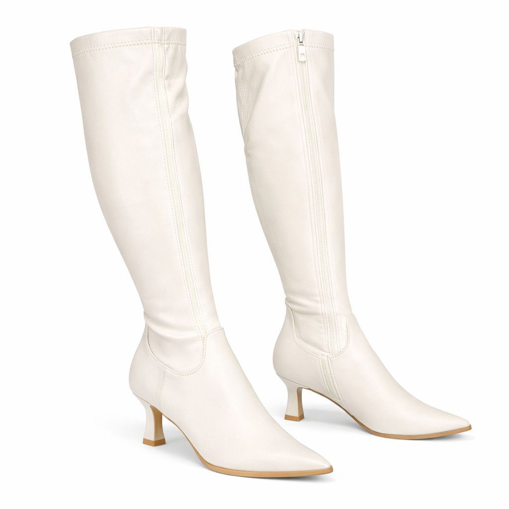 Kitty 2 White Stretch Matte Knee Boots 2.5