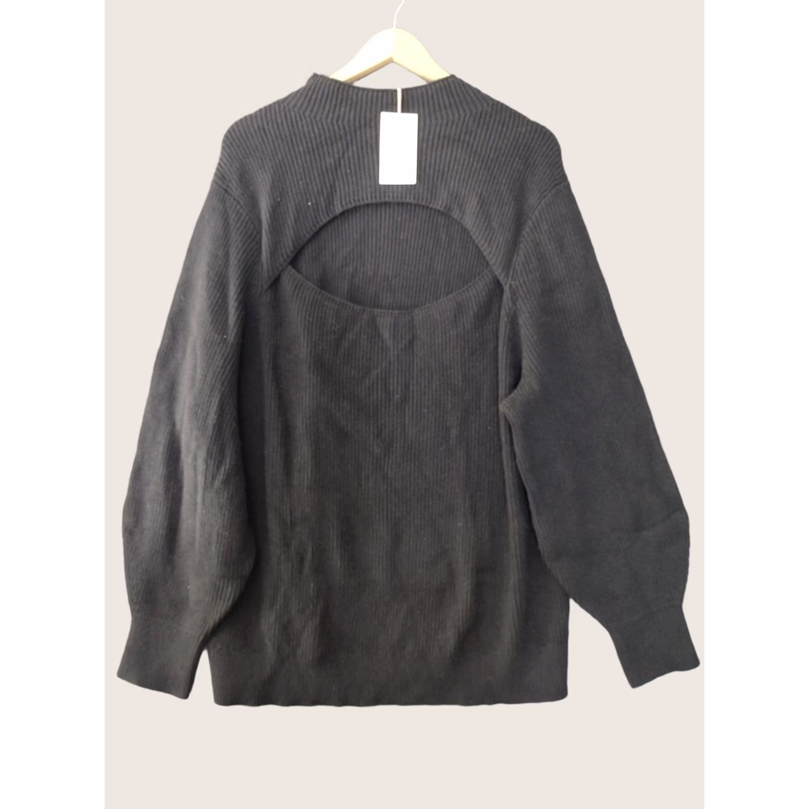 Nike A New Day 3X Sleeved Mock Neck Ribbed Sweater Cut Out Black Women's Pullover Knit 90s-Theme - Adult Plus Size