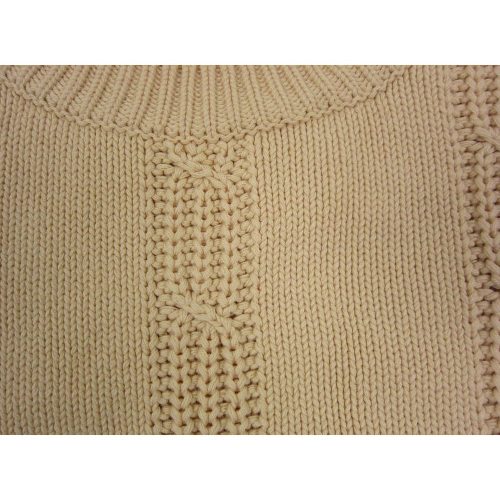 Liz Claiborne VINTAGE Claiborne Sweater Mens L Crew Neck Ivory Cotton Cable-Knit Long Sleeve Pullover Casual Classic Fall Winter Size US L / EU 52-54 / 3 - 3 Thumbnail