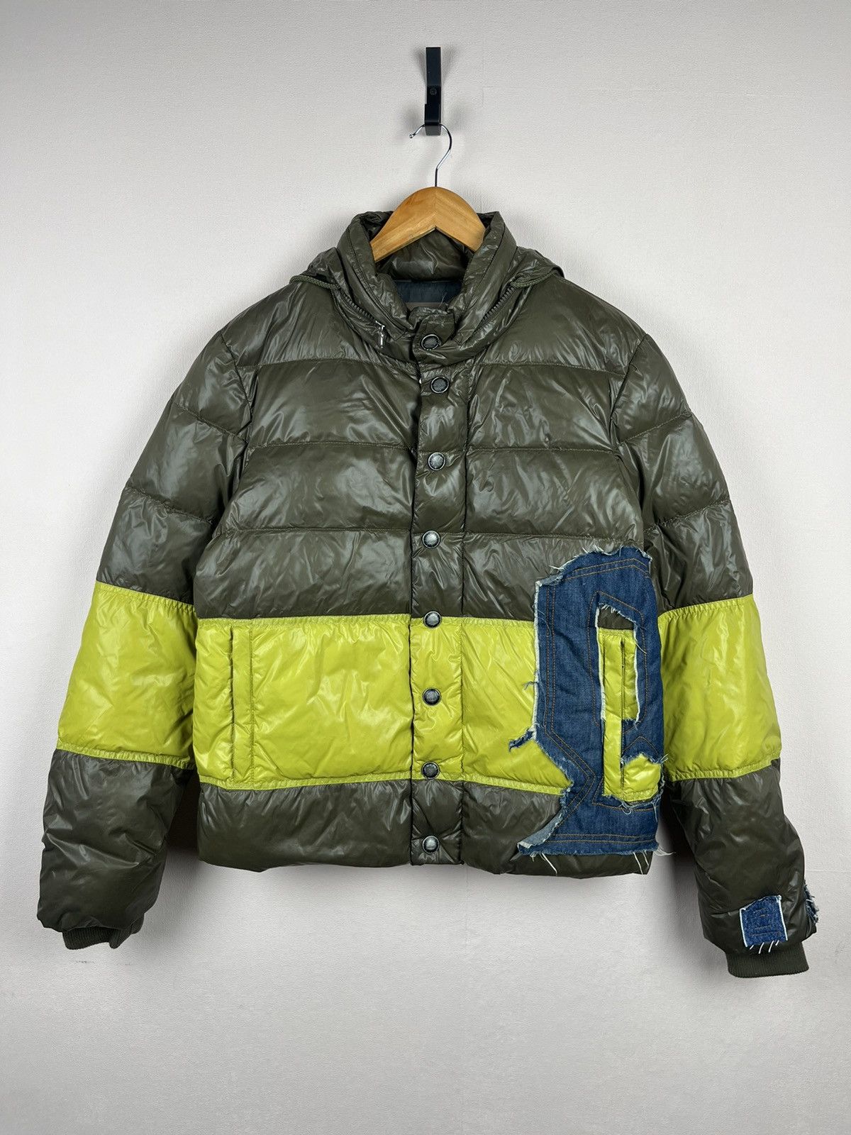 John Galliano John Galliano G Denim Logo Down Puffer Hooded Jacket Size M Size US M / EU 48-50 / 2 - 1 Thumbnail