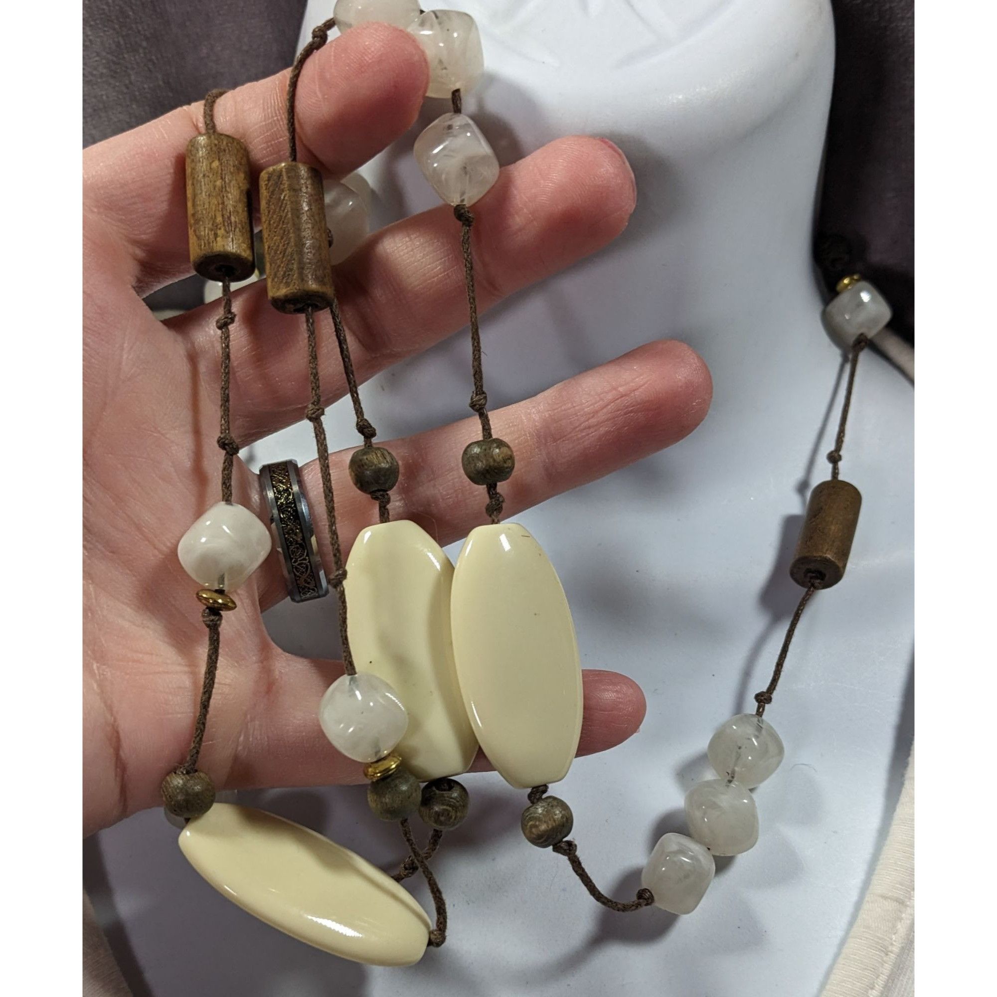 Other NY Hippie Bohemian Gemstone Wood And Acrylic Station Necklac Size ONE SIZE - 3 Thumbnail