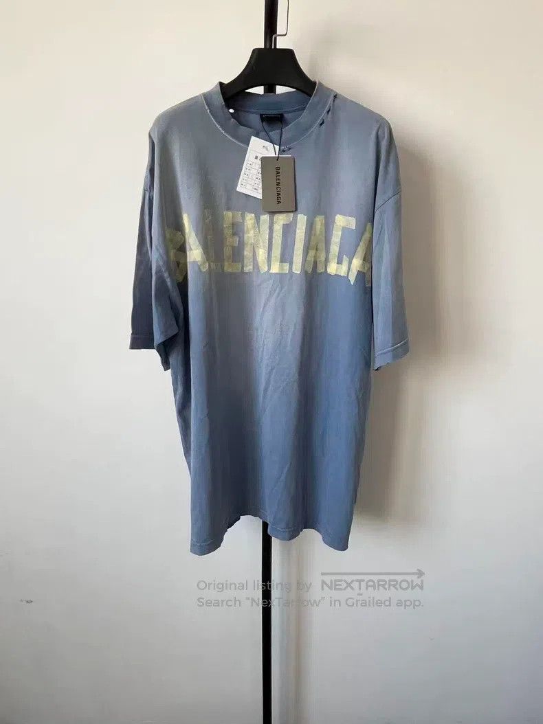 Balenciaga Balenciaga Tape misty blue short-sleeve Size US S / EU 44-46 / 1 - 1 Thumbnail