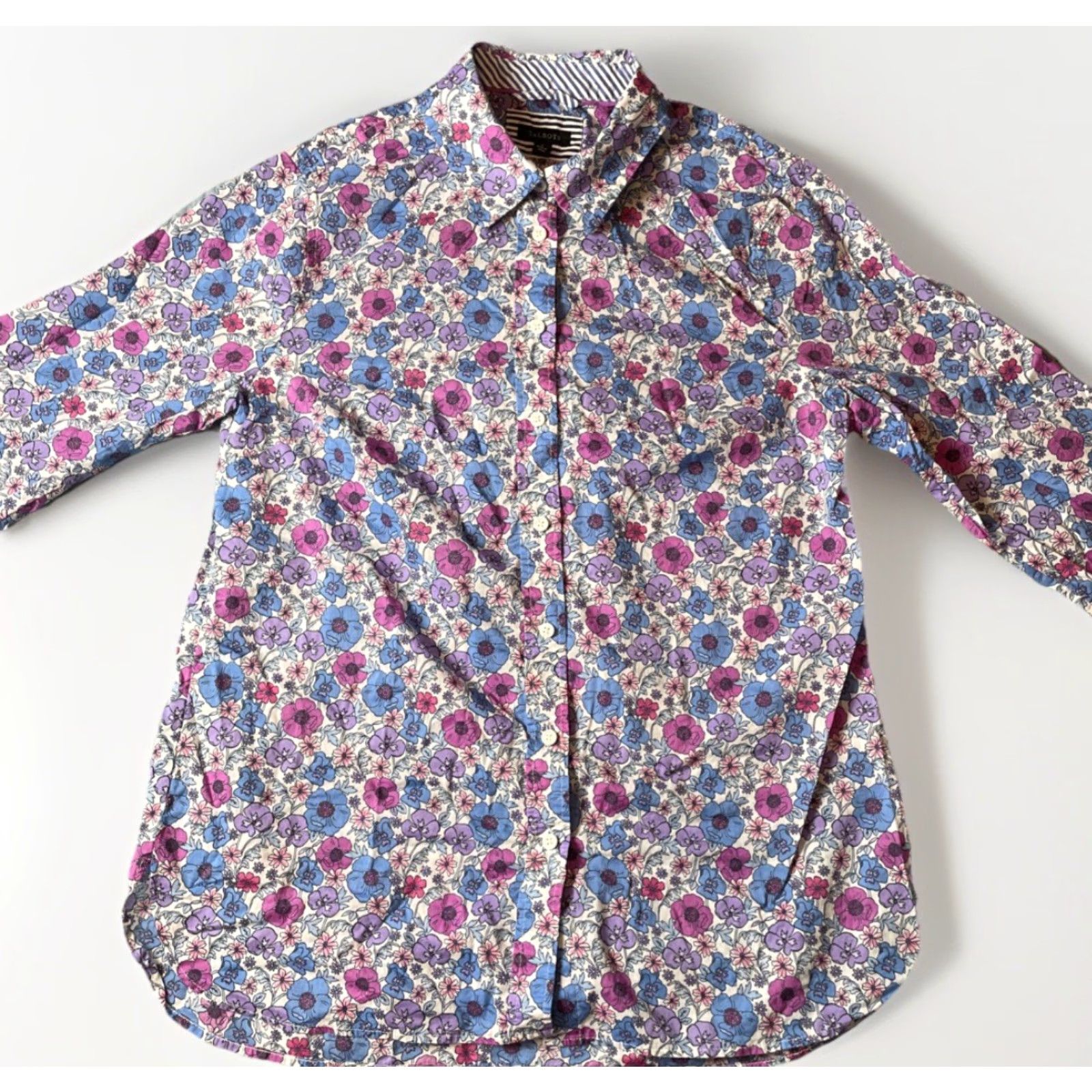 Talbots Talbots Shirt Womens Small Multicolor Floral Print Long Sleeve Button Up Casual Classic Knit 100% Cotton Size S / US 4 / IT 40 - 7 Thumbnail