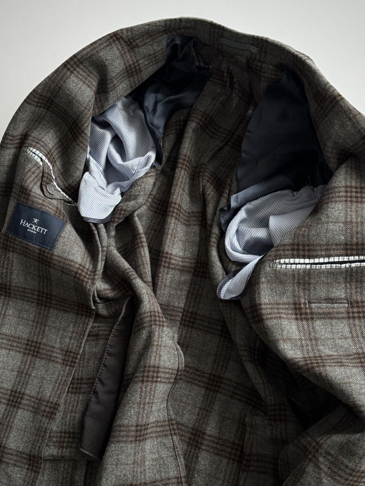 Hackett Hackett London Fancy Gray Check Wool Blazer Size 42R - 5 Thumbnail