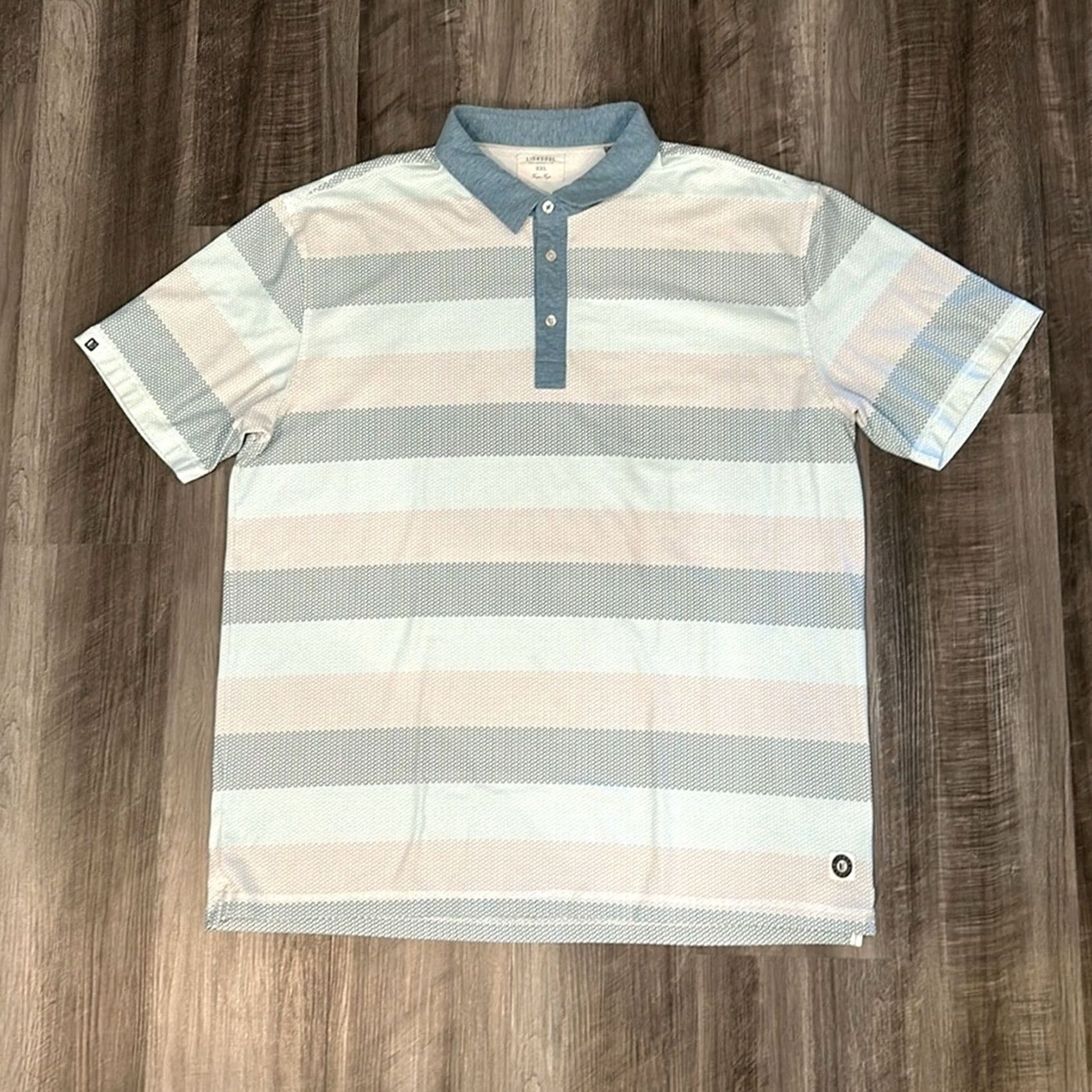 Vintage Linksoul Tempus Fugit Performance Golf Polo 2XL Shirt Men Blue Teal Light Blue Light Tan Light Brown Cotton Polyester Spandex N/A Size US XXL / EU 58 / 5 - 2 Thumbnail