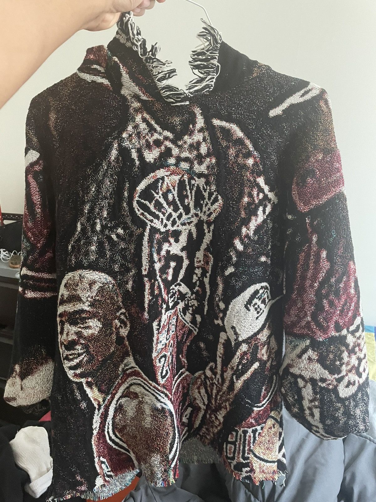 image of Vintage Mj Tapestry Hoodie in Black, Men's (Size Small)