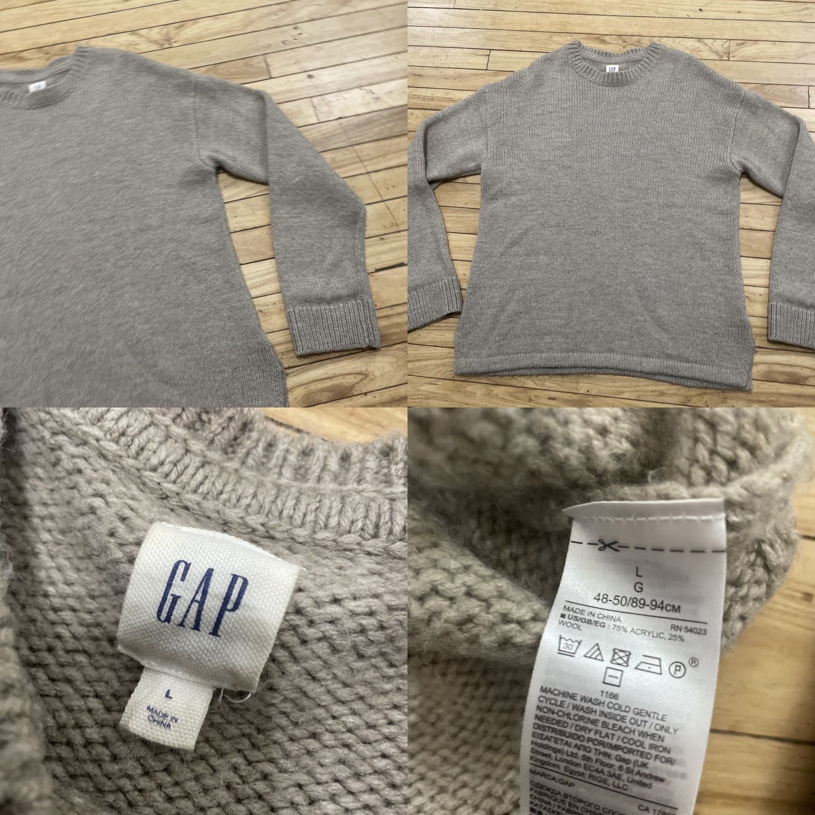 Gap VINTAGE Gap wool textured knit sweater Men L Beige Nutmeg Old Money Capsule layer Pullover Knit Crew Neck Long Sleeve Regular Wool/Nylon Casual Mens Size US L / EU 52-54 / 3 - 11 Thumbnail