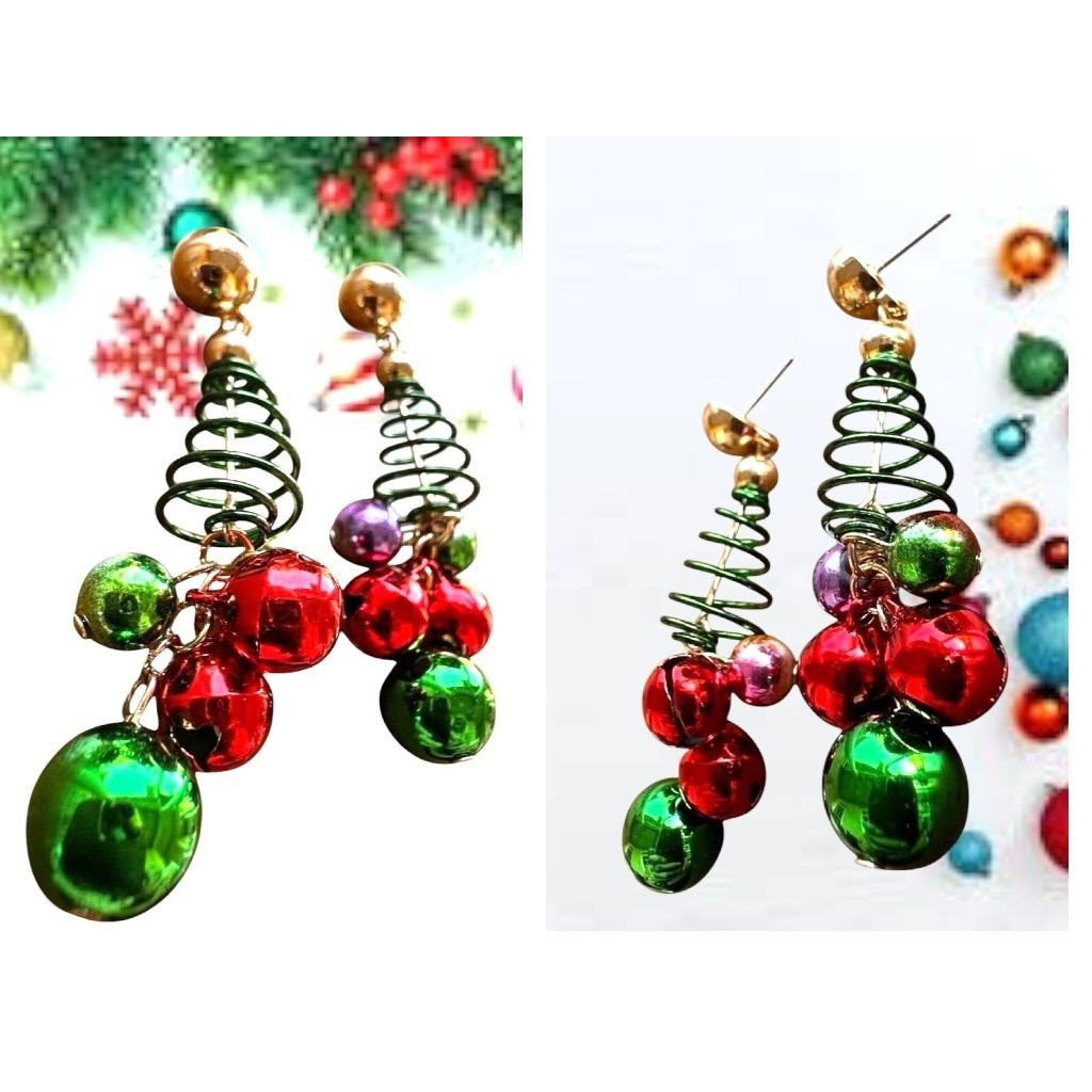 Handmade Christmas Tree Earrings New Handmade Jingle Bells Dangle Pos Size ONE SIZE - 6 Thumbnail