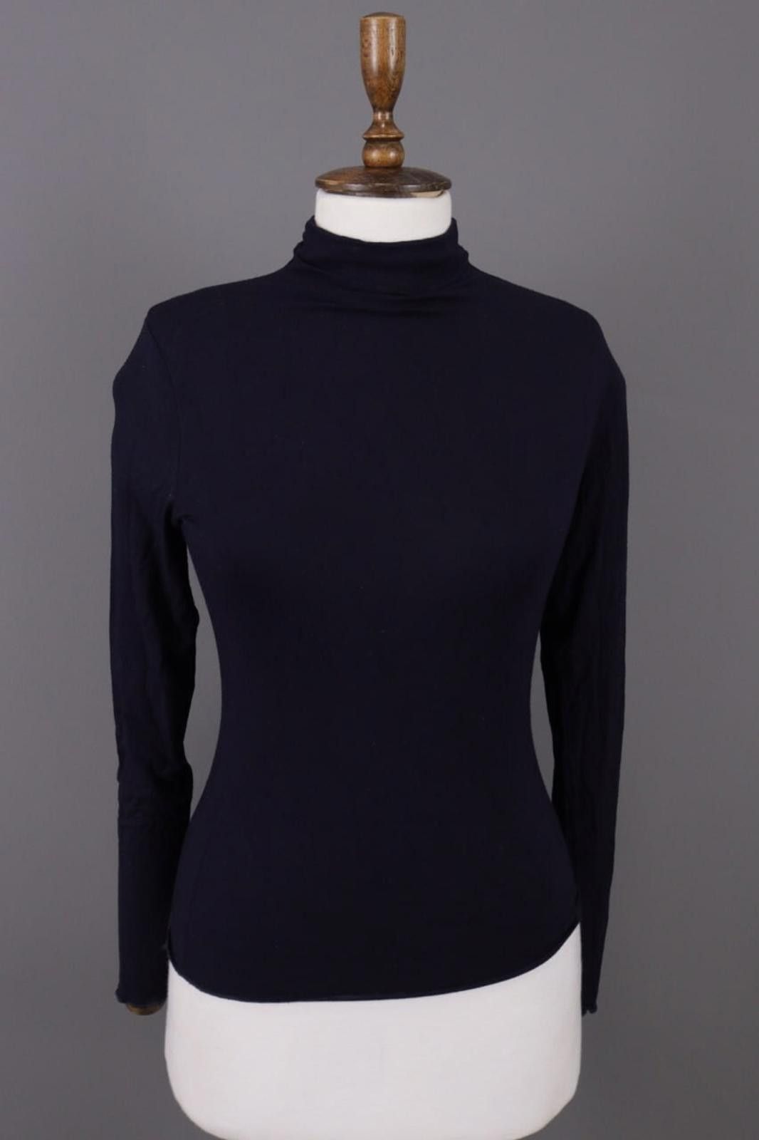 Designer Sarah Pacini Black High Neck Stretch Top Shirt Size 1 Size M / US 6-8 / IT 42-44 - 1 Thumbnail