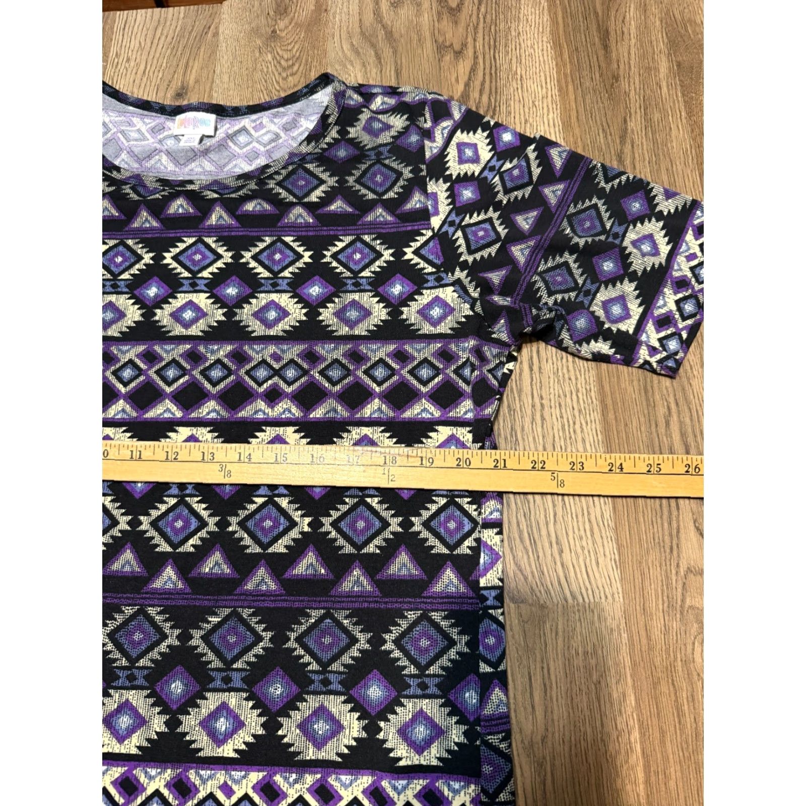 Vintage LulaRoe Dress Women's 3XL Short Sleeve Purple Black White Geo Print Shirt Dress Adult Plus Size Womens Menus? Size 40" / US 18 - 4 Thumbnail