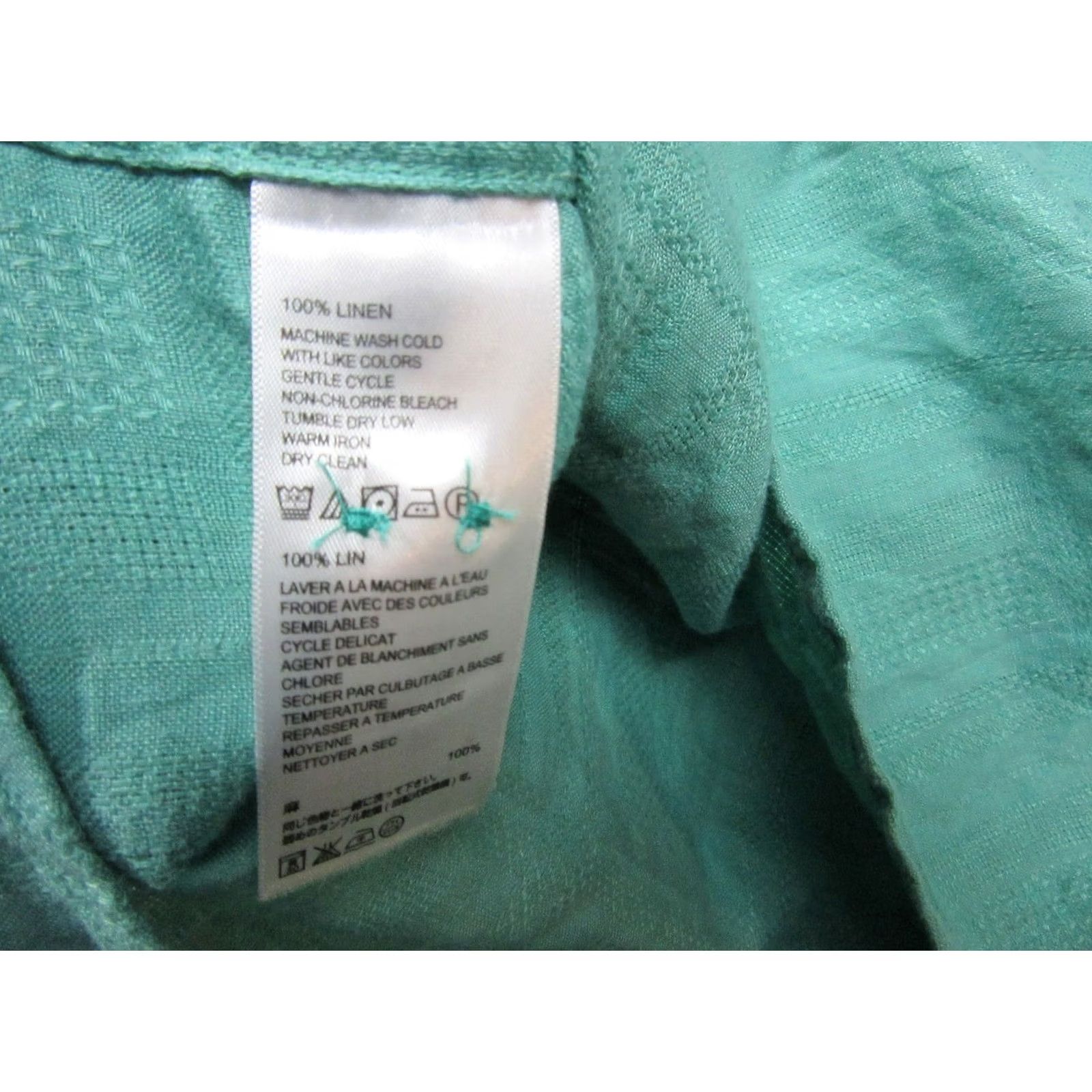 Tommy Bahama VINTAGE Tommy Bahama Shirt Mens 3XL Turquoise Green Linen Short Sleeve Button-Up Beach Tropical Summer 62" Chest Pockets Mens Size US XXL / EU 58 / 5 - 7 Thumbnail
