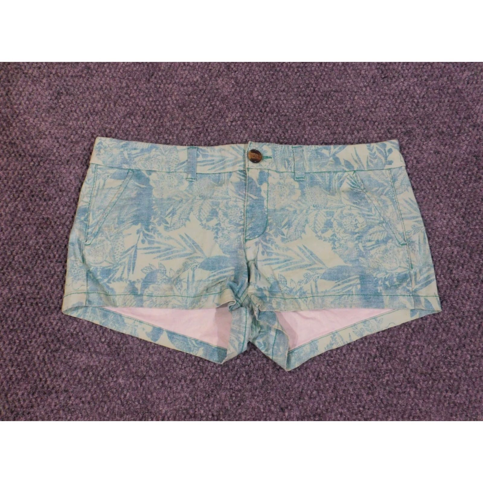 American Eagle Outfitters American Eagle Shorts Women size 10 blue floral chino shortie stretch Size 25" / US 0 / IT 36 - 2 Thumbnail