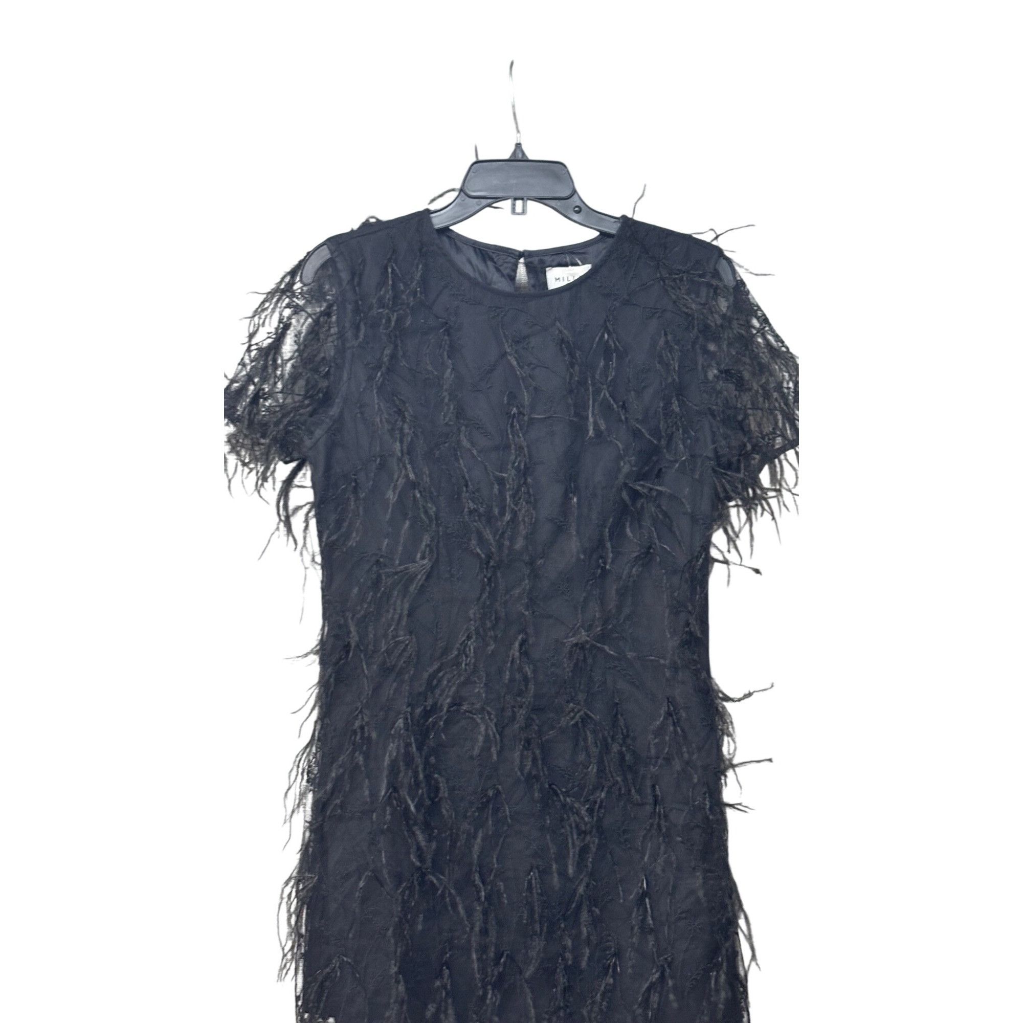 MILLY Milly Rana Feather Shift Mini Cocktail dress, Black, Sz. 4 Size S / US 4 / IT 40 - 18 Thumbnail