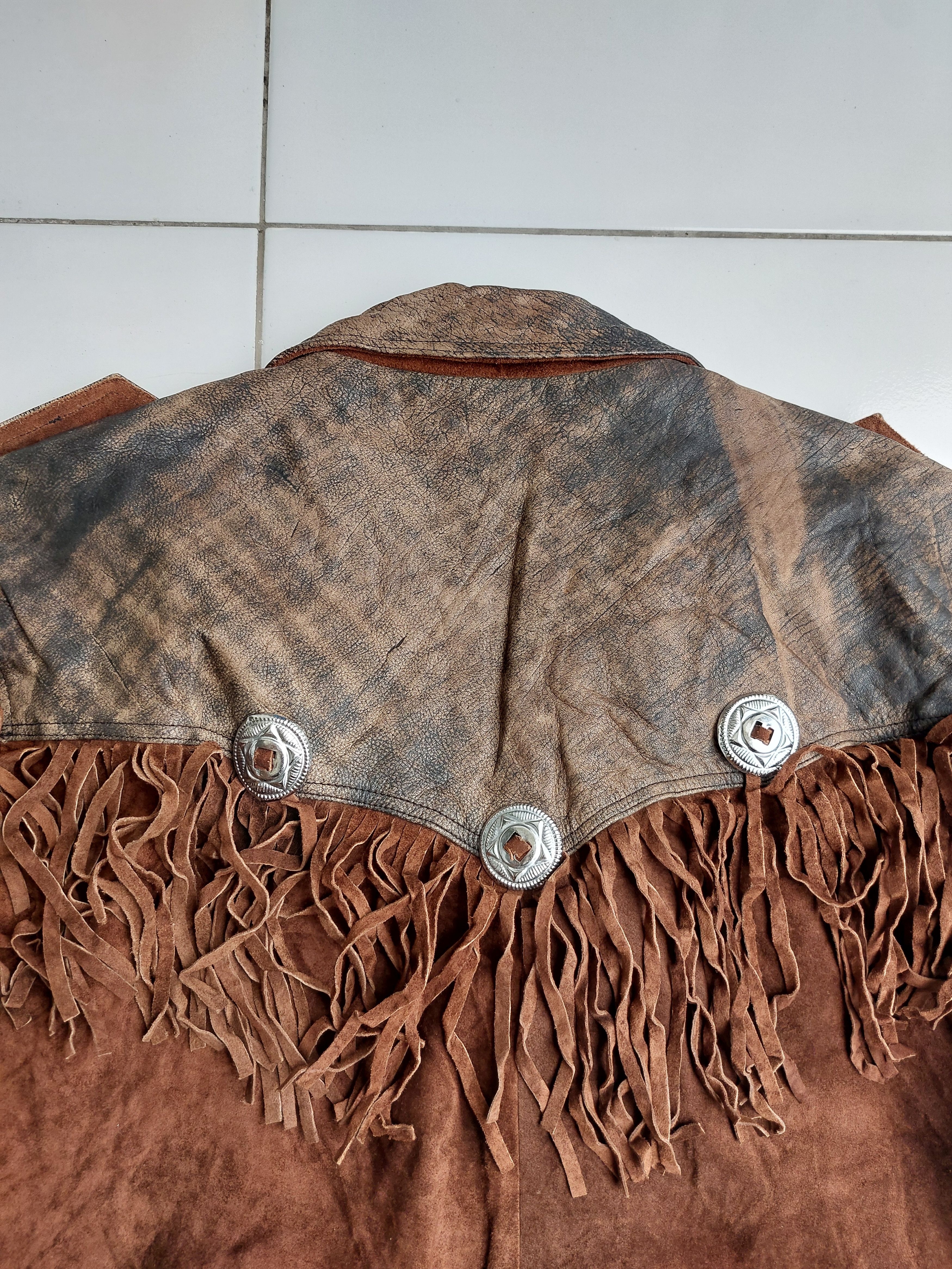 Vintage Akaso Vintage Fringed Leather Jacket Double Breasted Size US XL / EU 56 / 4 - 21 Thumbnail