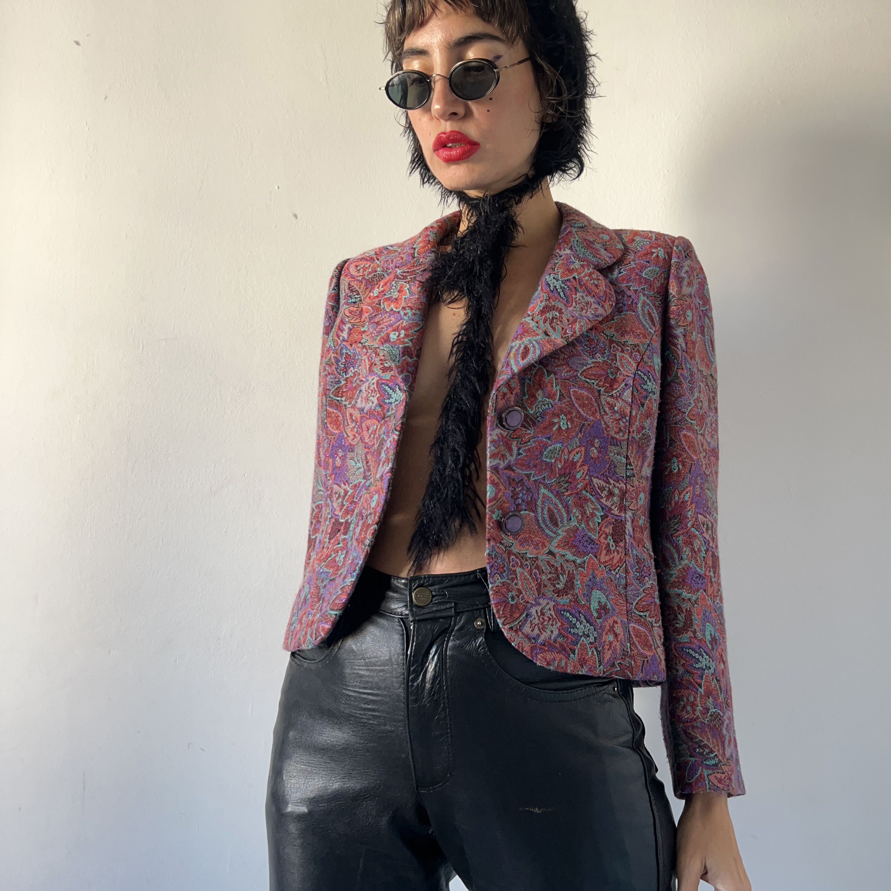 Vintage Vintage tapestry floral crop blazer Size M / US 6-8 / IT 42-44 - 6 Thumbnail