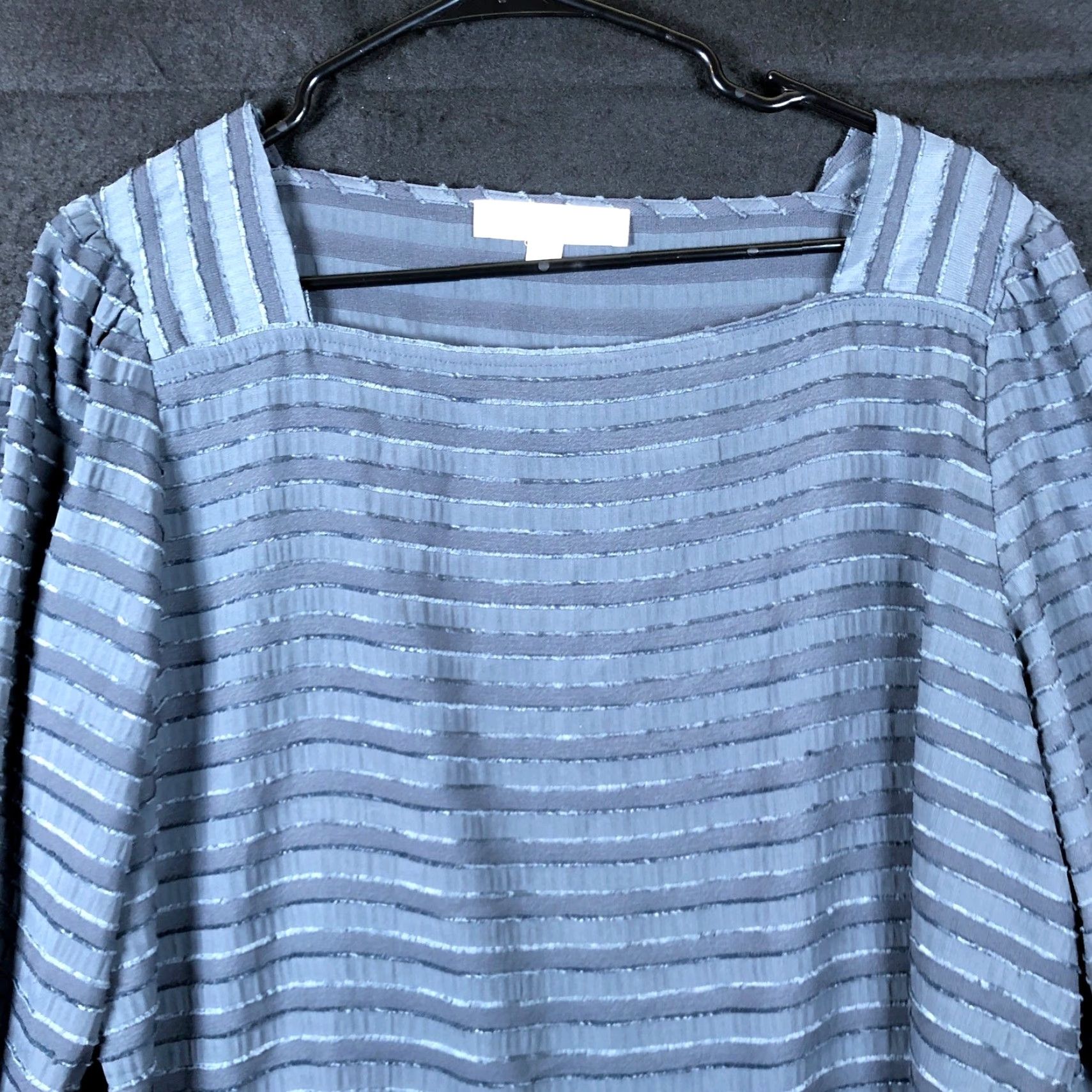 Loft loft Blouse Womens L Blue Striped Square Neck Long Sleeve Polyester Size L / US 10 / IT 46 - 2 Thumbnail