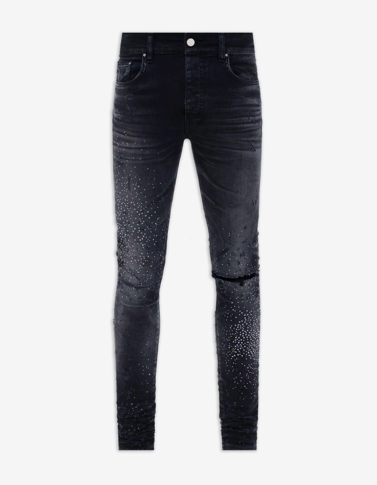 Image of Amiri Black Crystal Shotgun Jeans, Men's (Size 38)