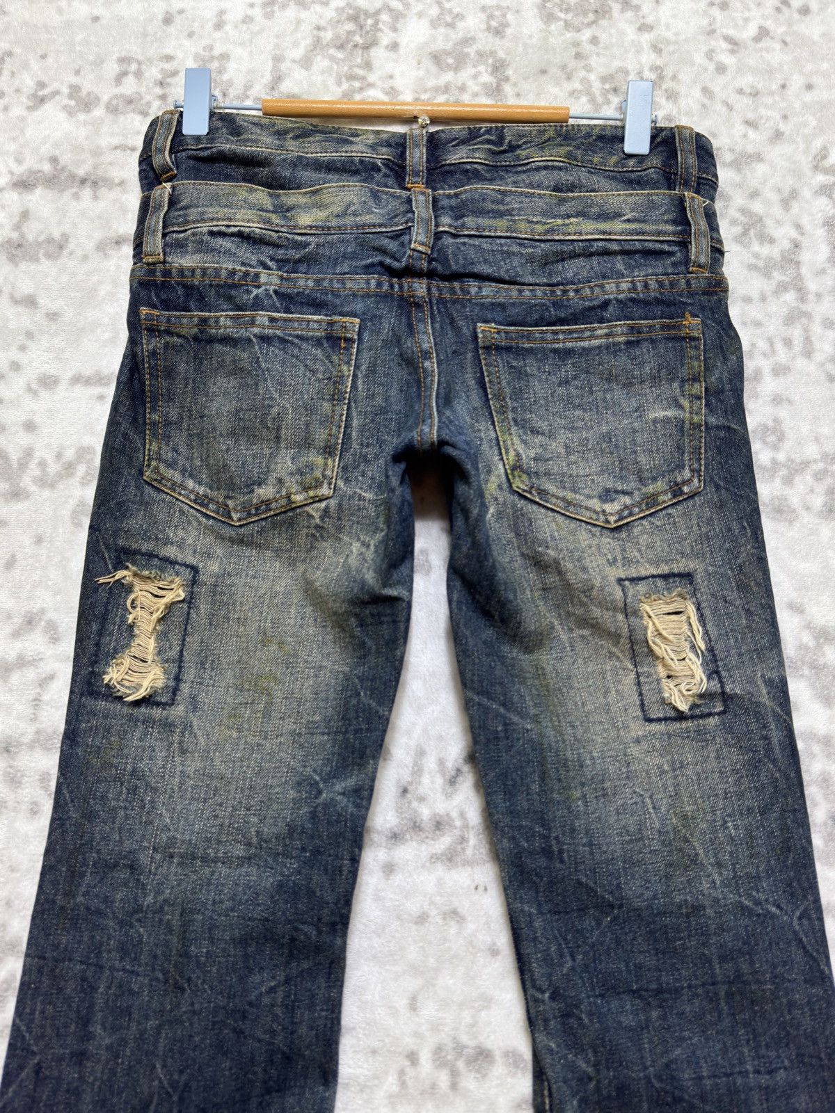 If Six Was Nine Japanese Distressed Double Waist Flare Denim Jeans Size US 29 - 9 Thumbnail