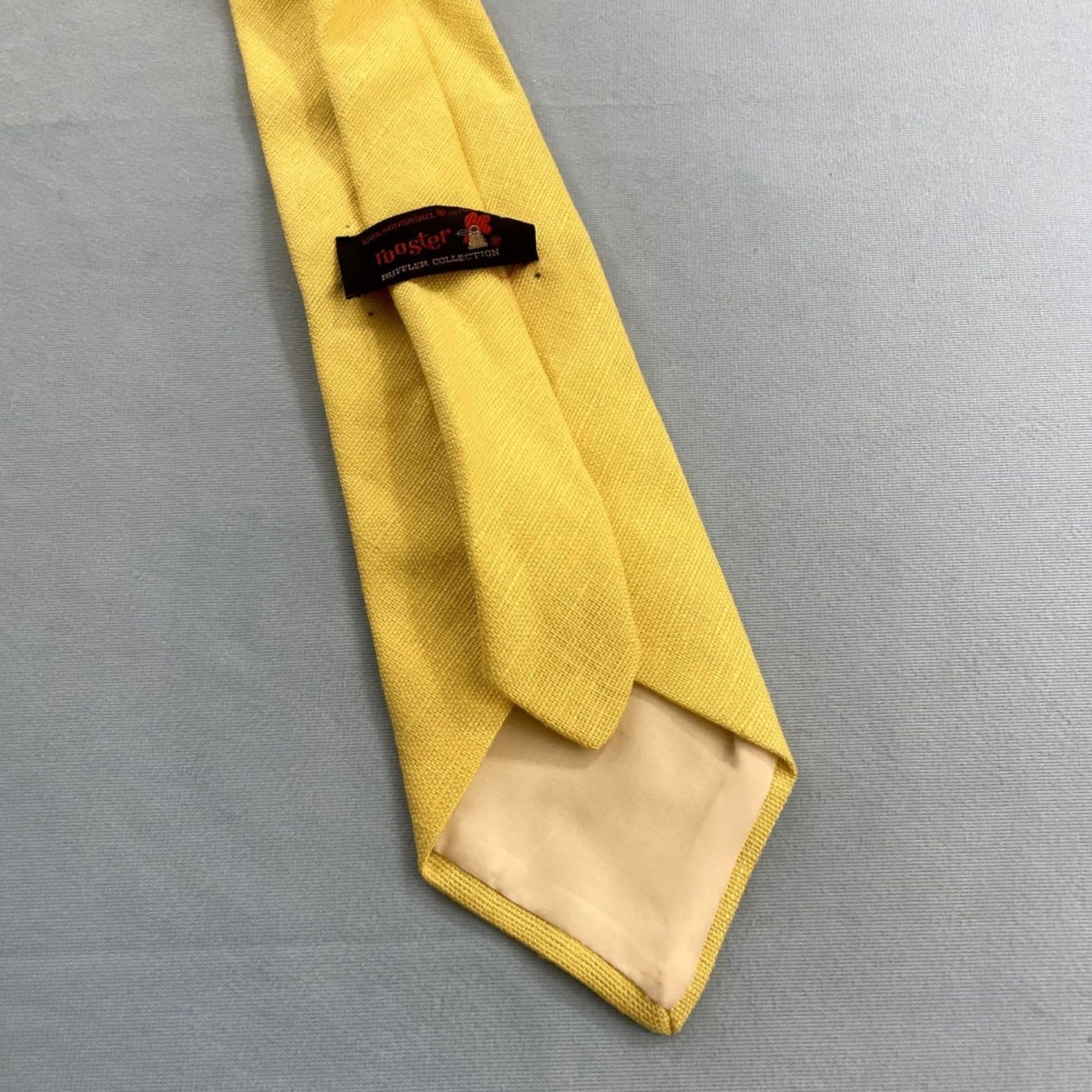 Vintage VINTAGE Rooster Irish Linen Necktie Vtg 70s Woven Tie Textures Solid Yellow 4x56 Capsule Necktie Mens Tie Size ONE SIZE - 7 Thumbnail