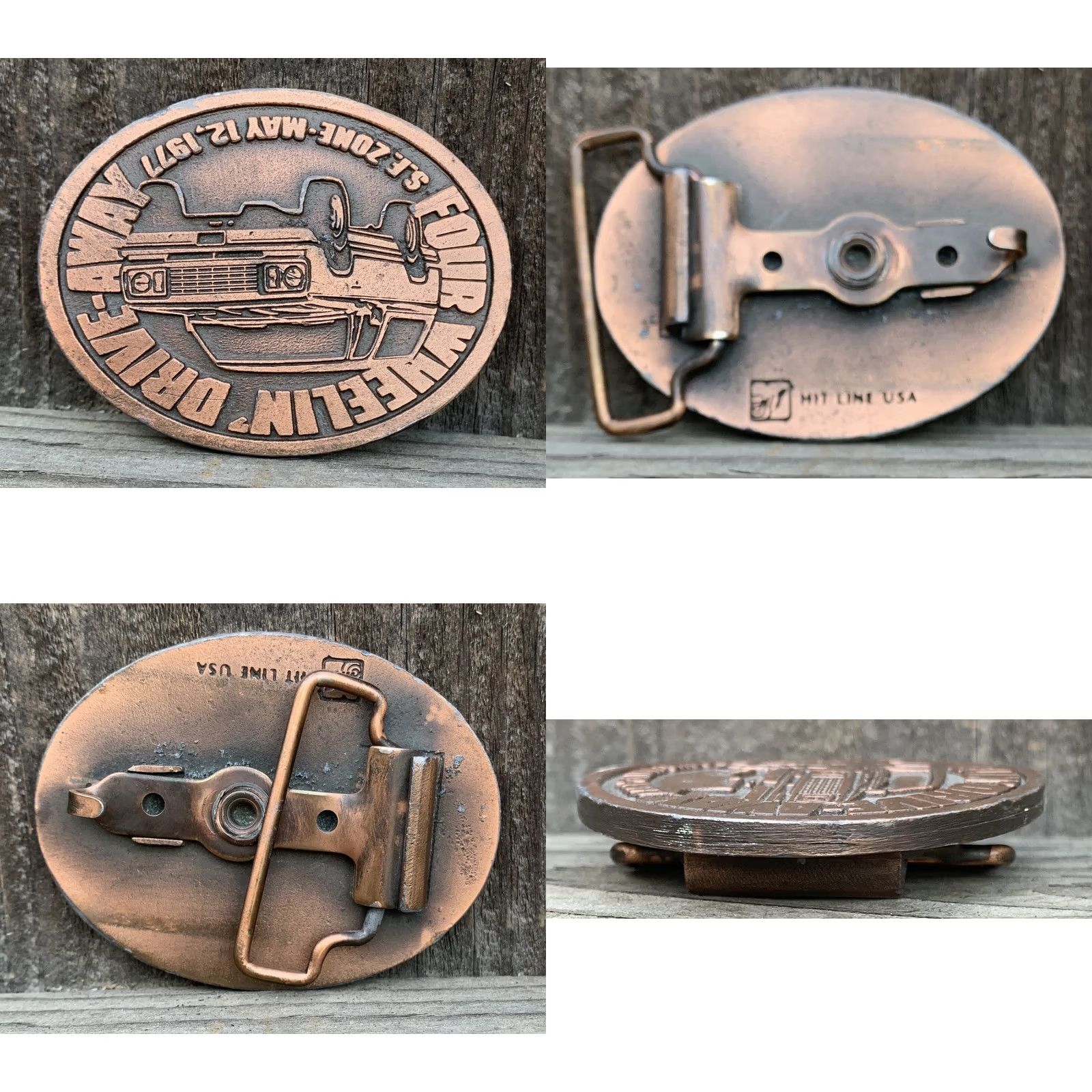 Vintage VINTAGE Hit Line USA Belt Buckle Copper 1970s Four Wheelin Drive Away SF Zone 1977 Men Women Unisex Adult Size ONE SIZE - 8 Thumbnail
