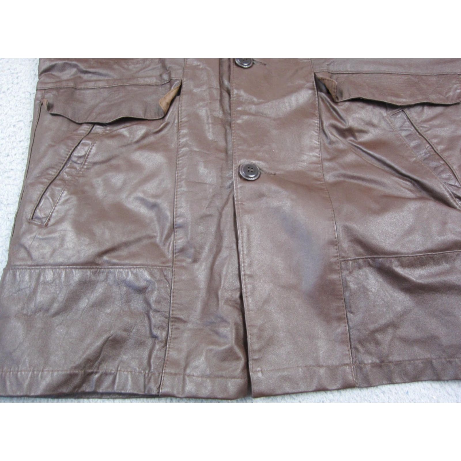 Sears VINTAGE Sears Jacket Mens 46 X-Tall Brown Plaid Leather Trench Coat 70s Size US S / EU 44-46 / 1 - 4 Thumbnail